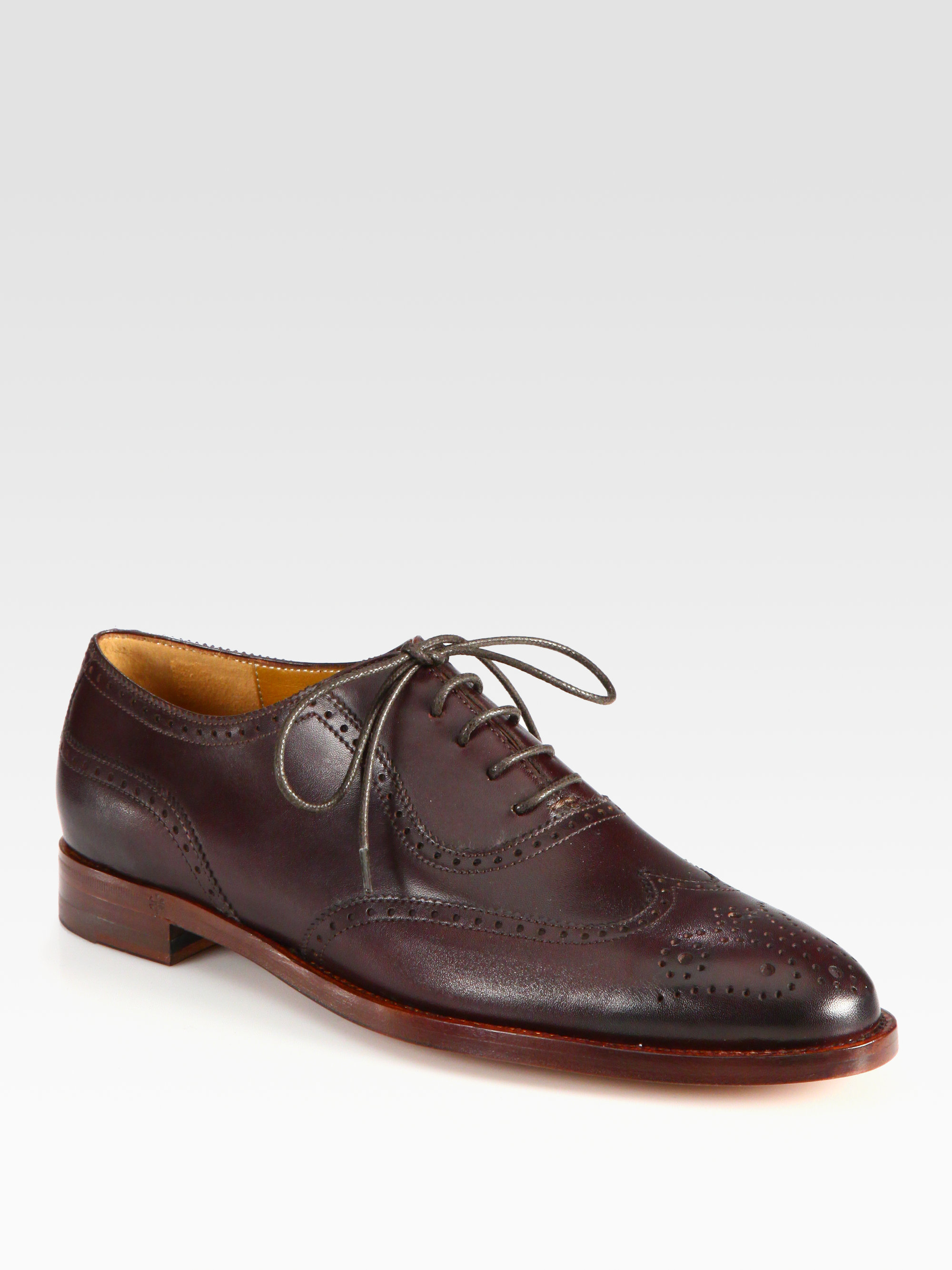 Ralph lauren collection Quintin Leather Laceup Oxfords in Brown Lyst