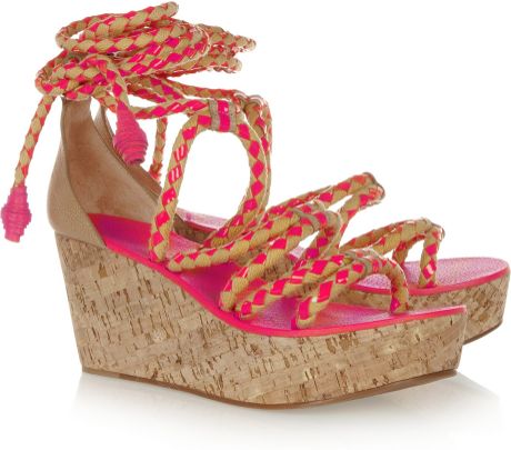 Tory Burch Petra Rope Wedge Sandals in Pink (cream) | Lyst