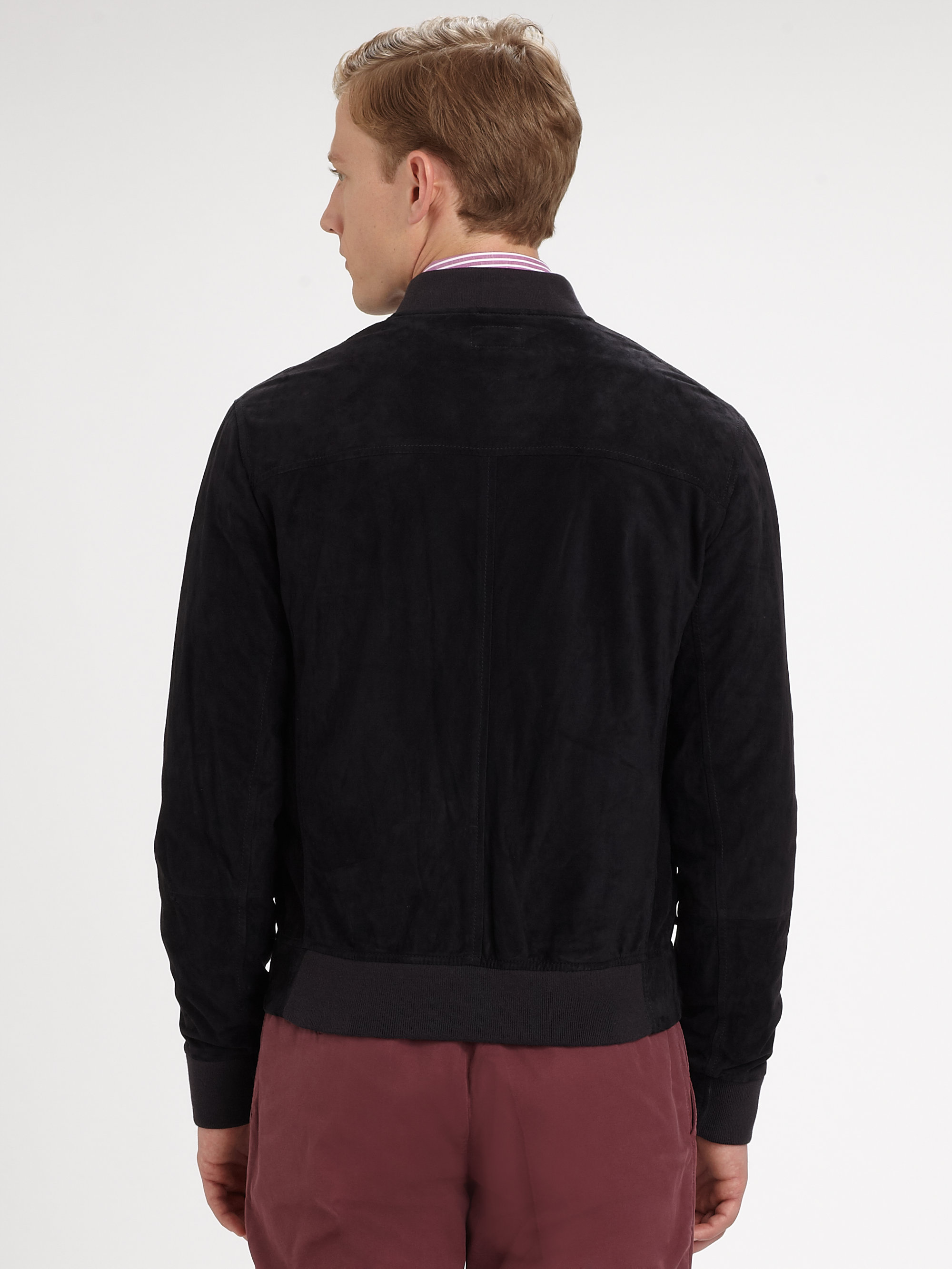 Lyst Brunello Cucinelli Suede Baseball Jacket in Blue for Men