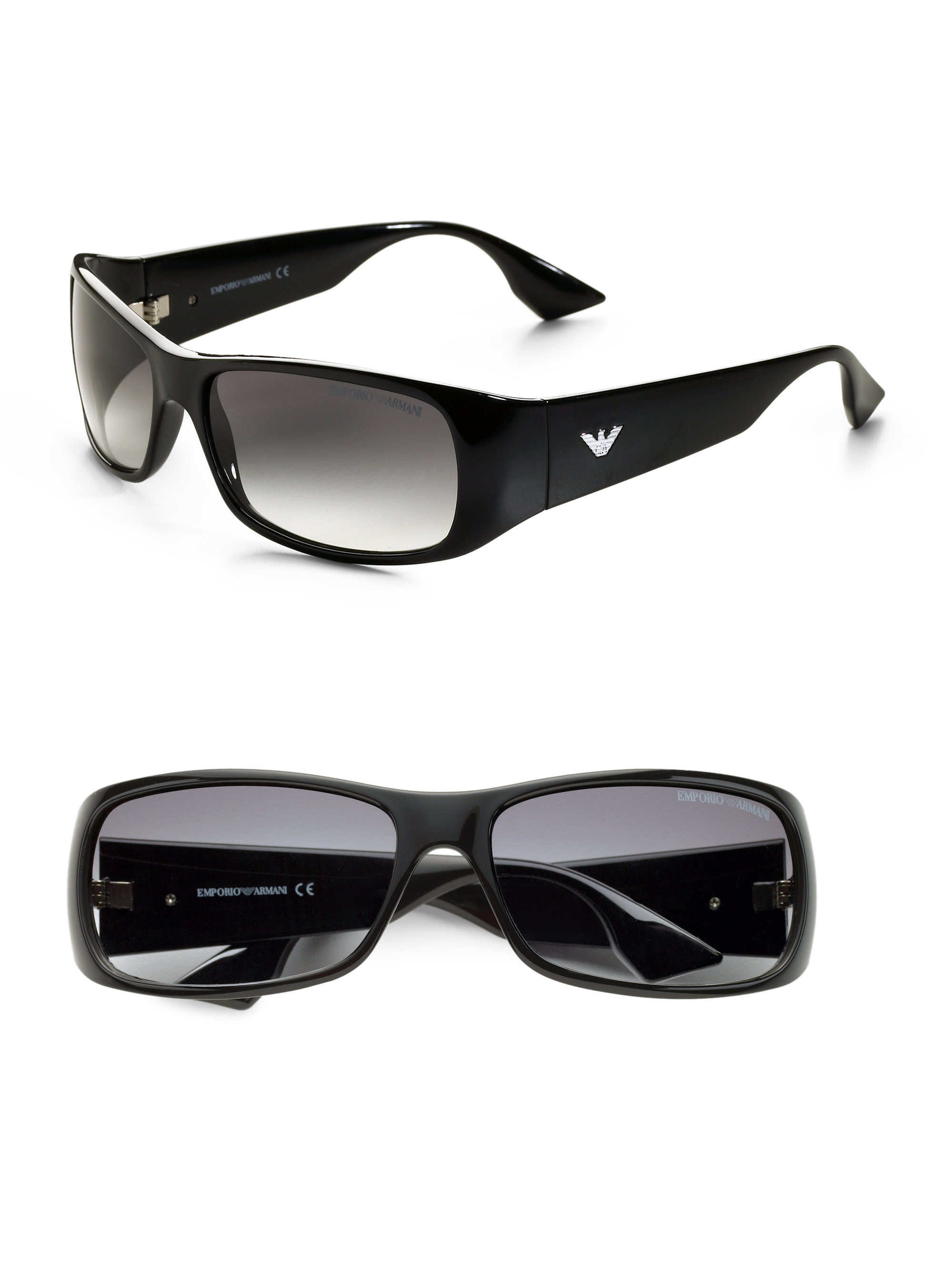 Emporio armani Sport Wrap Sunglasses in Black for Men | Lyst