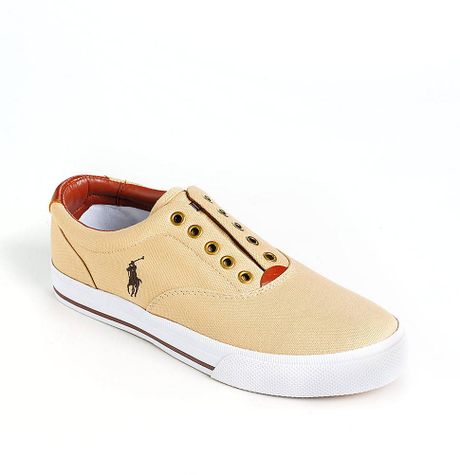 Polo Ralph Lauren Vito Laceless Canvas Sneakers in Khaki for Men | Lyst
