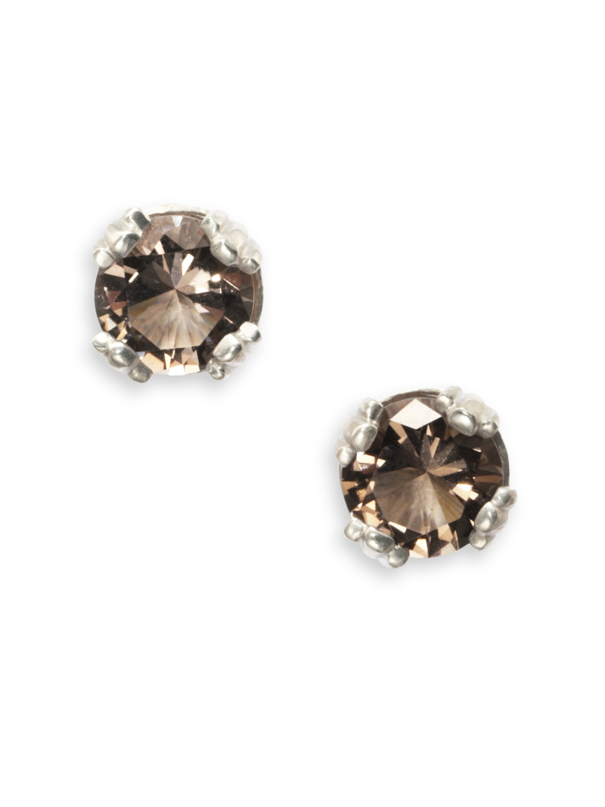 Lyst Slane Smokey Topaz Stud Earrings In Brown Gallery