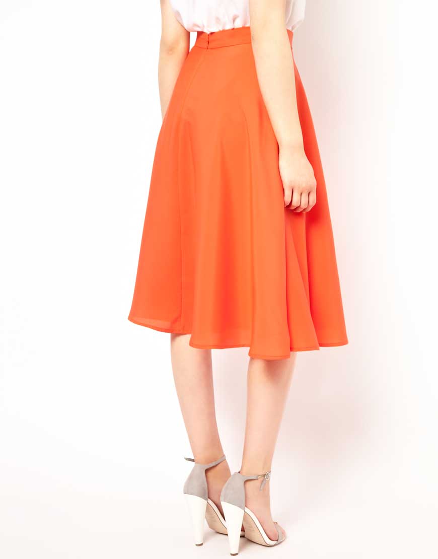 Lyst - French Connection Midi Skirt in Orange