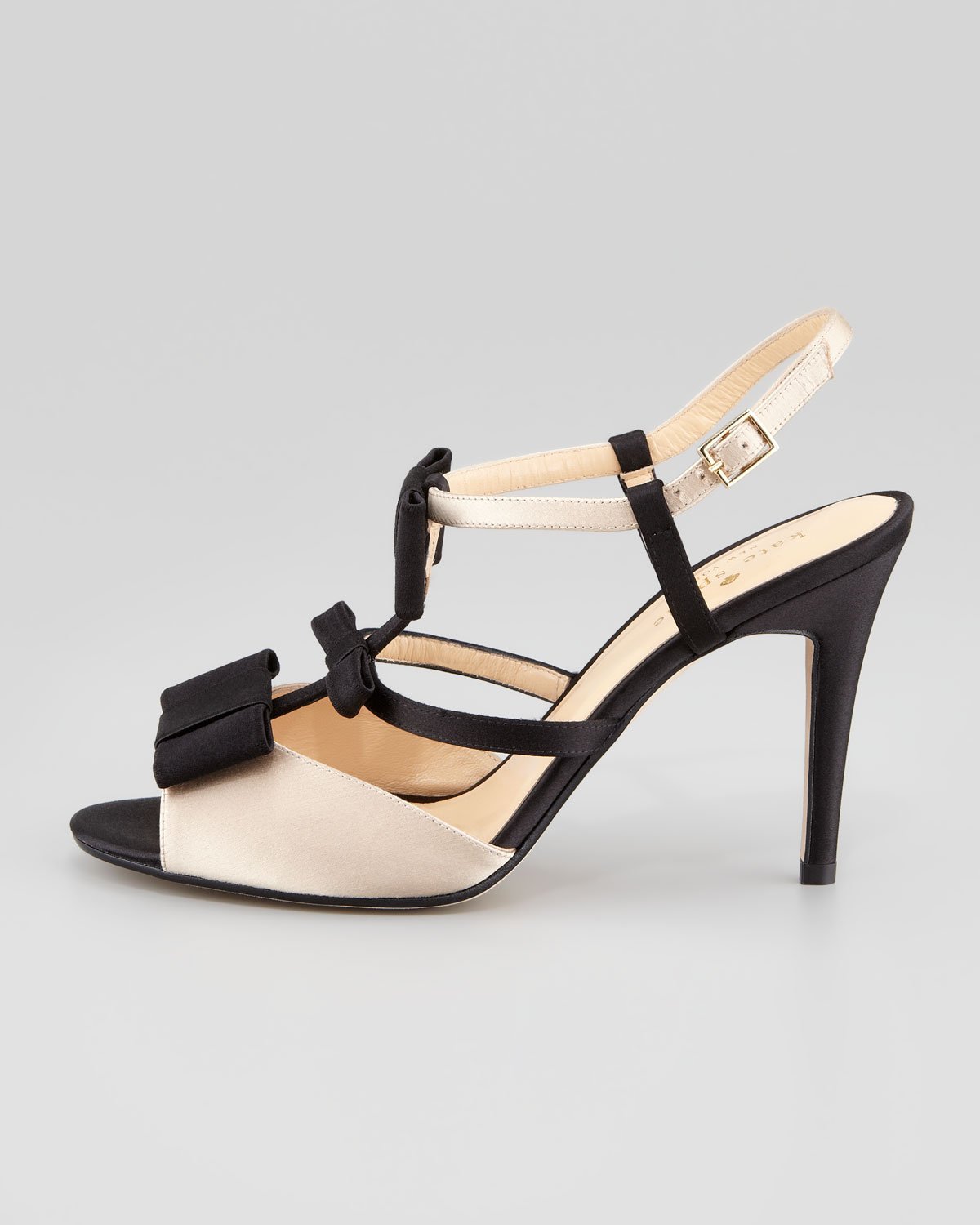 Lyst - Kate Spade New York Bicolor Satin Tstrap Bow Sandal in Black