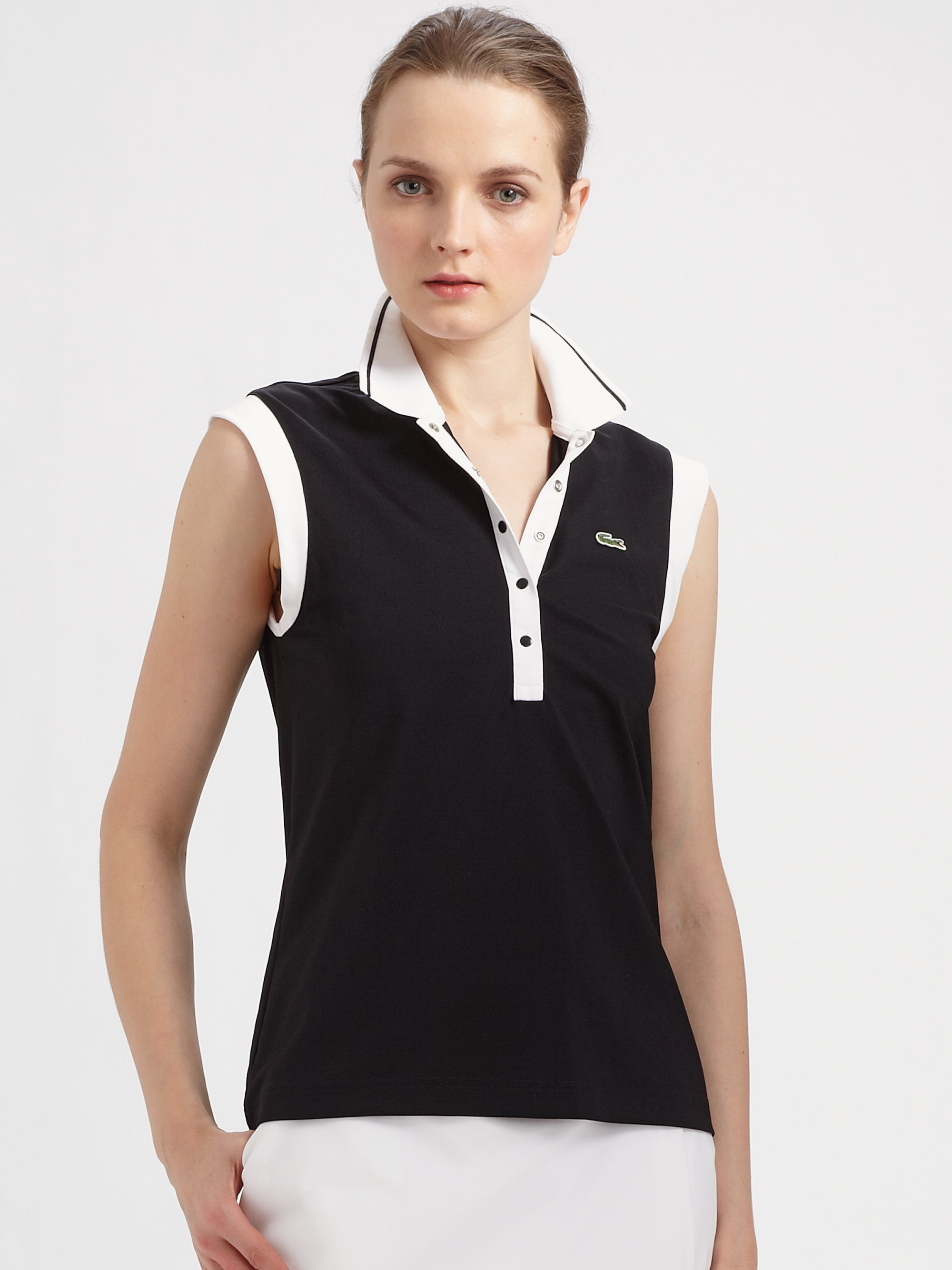 Lacoste Colorblock Polo Tank Top in Black | Lyst