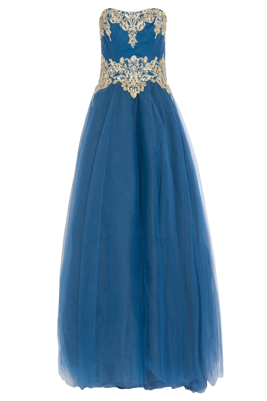 Marchesa Embellished Bodice Tulle Ball Gown in Blue | Lyst