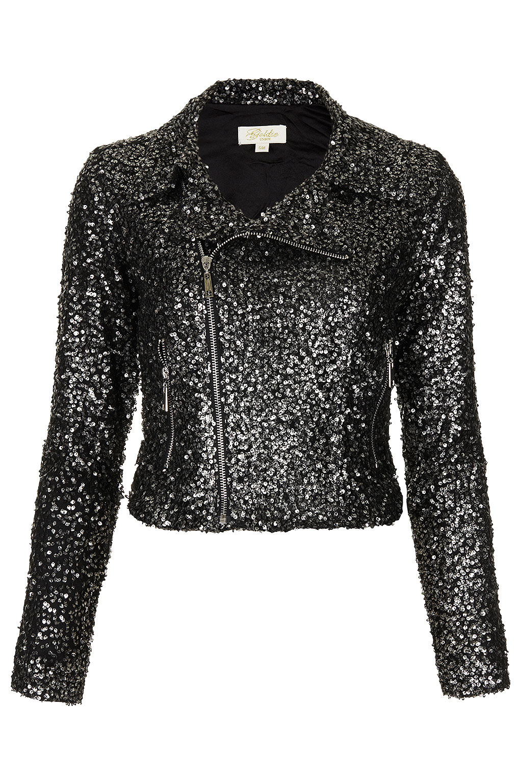Topshop Disco Sequin Jacket By Goldie in Silver (gunmetal) | Lyst