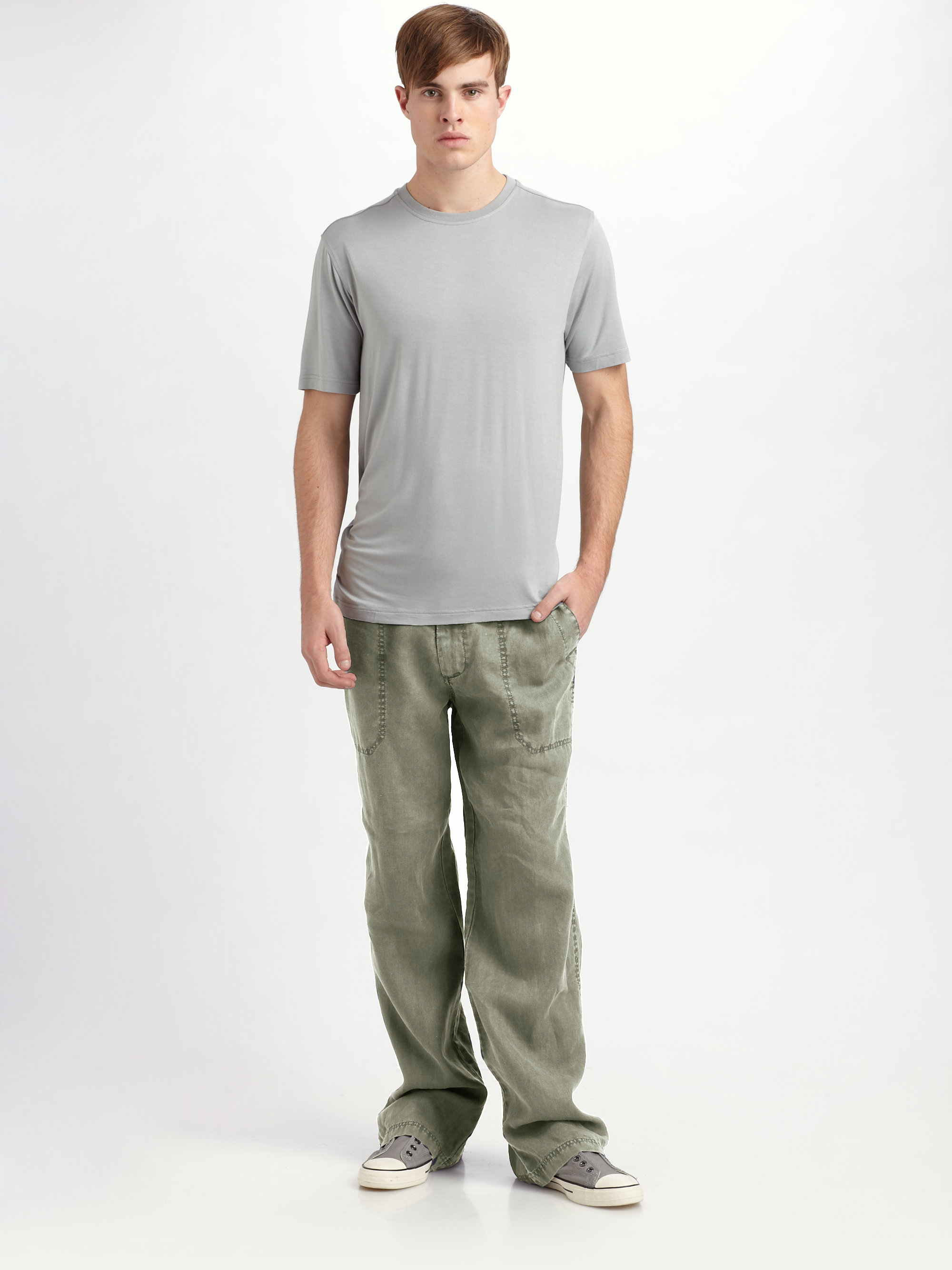 green drawstring pants