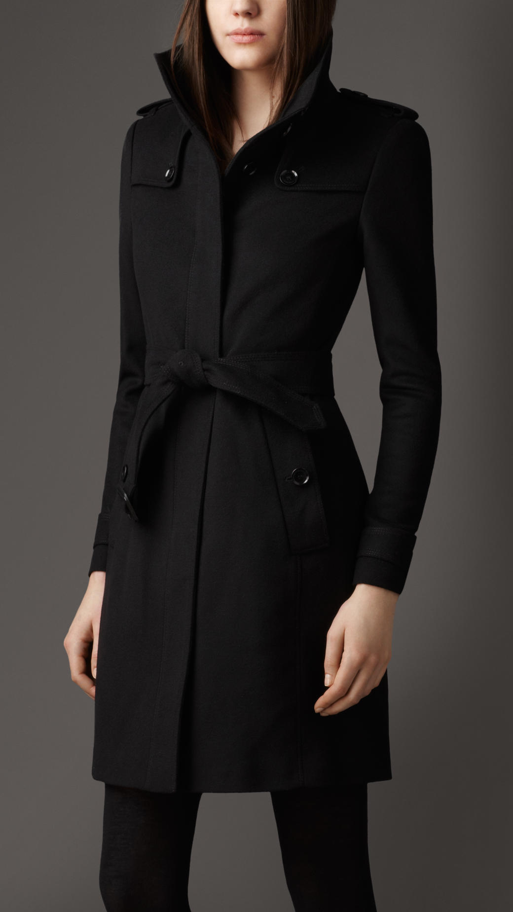 Lyst Burberry Fitted Virgin Wool Coat in Black