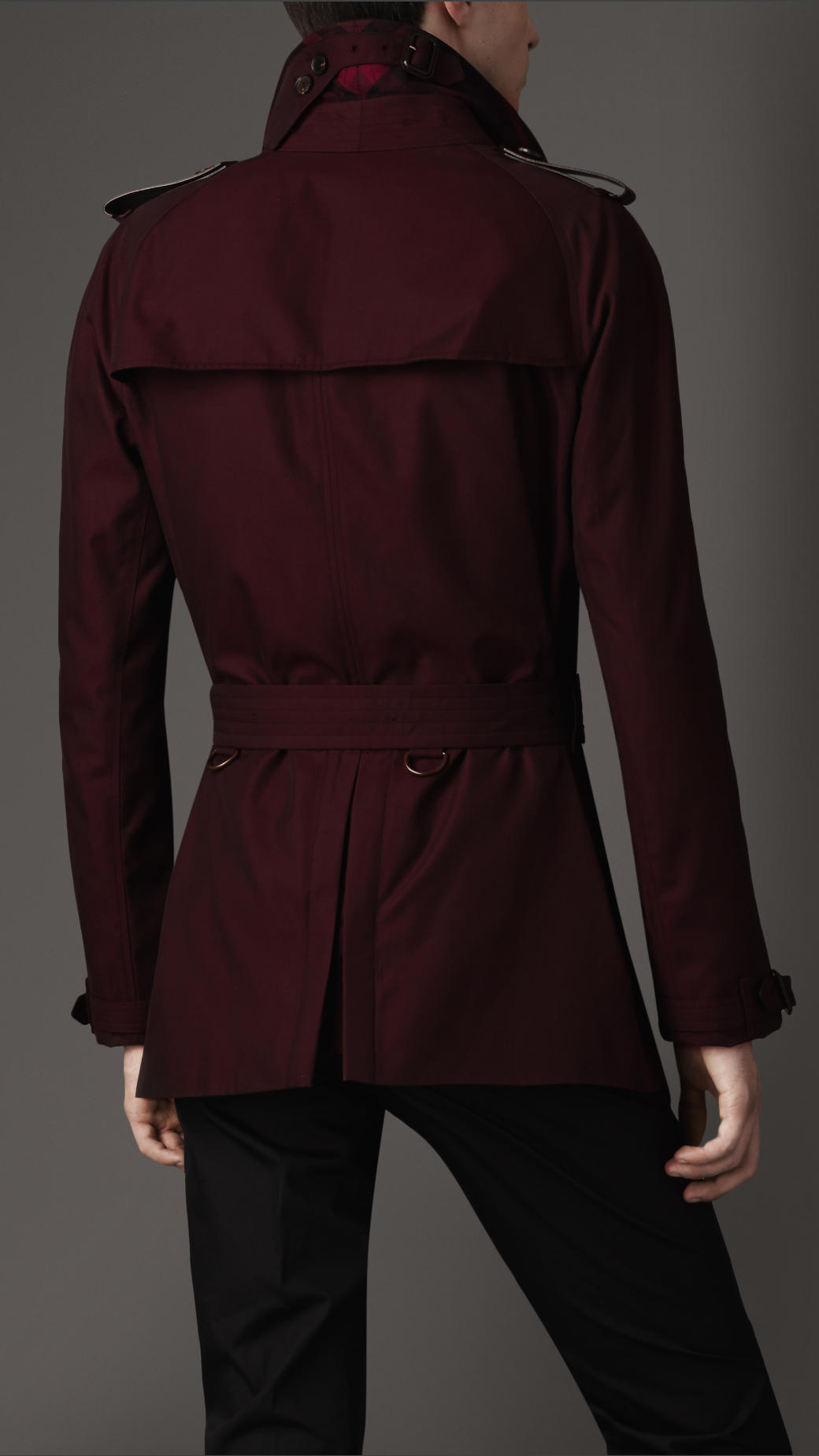 Lyst - Burberry Short Leather Detail Gabardine Trench Coat in Red for Men