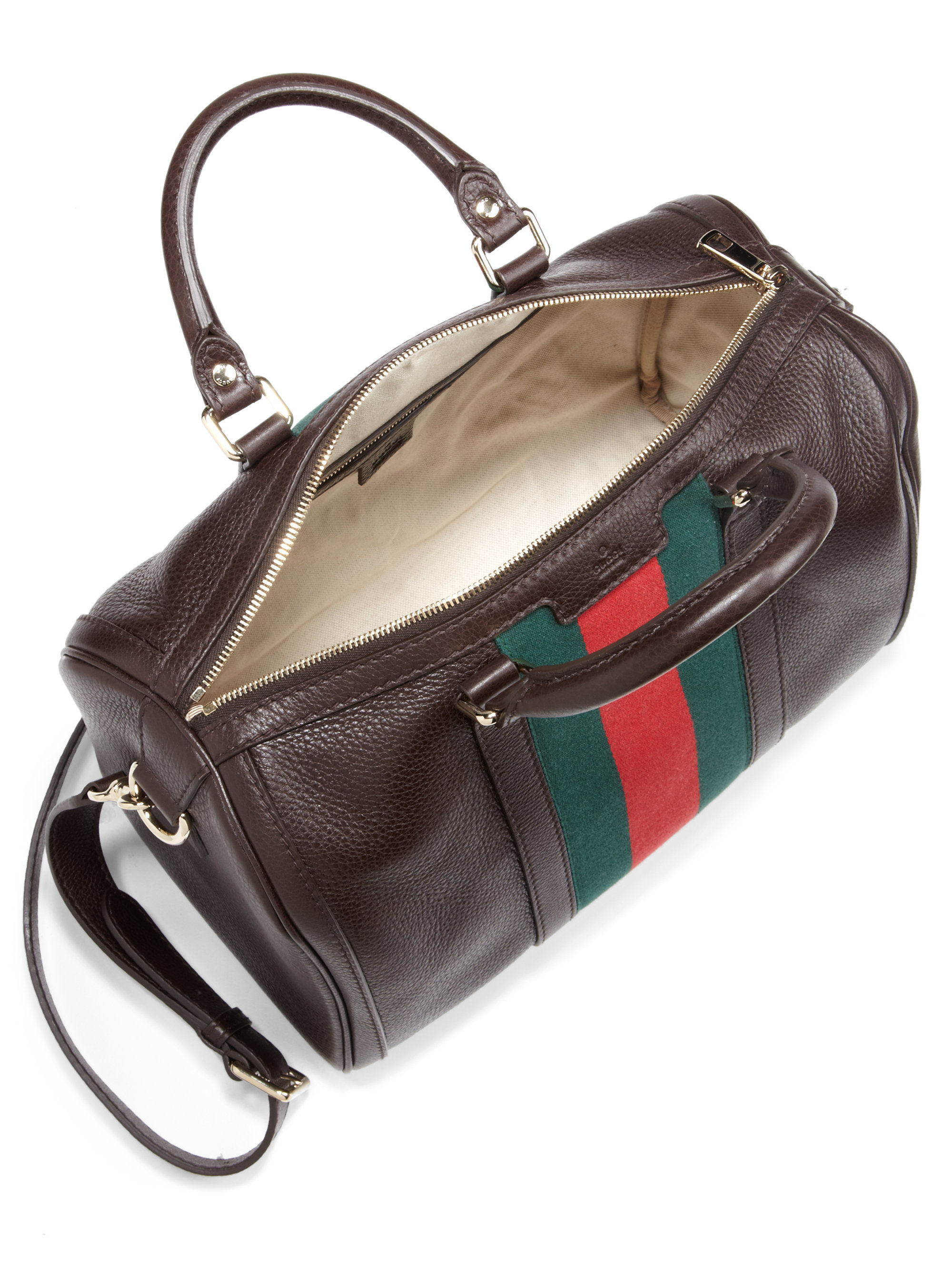 Gucci Vintage Web Medium Boston Bag in Brown (dark brown) | Lyst