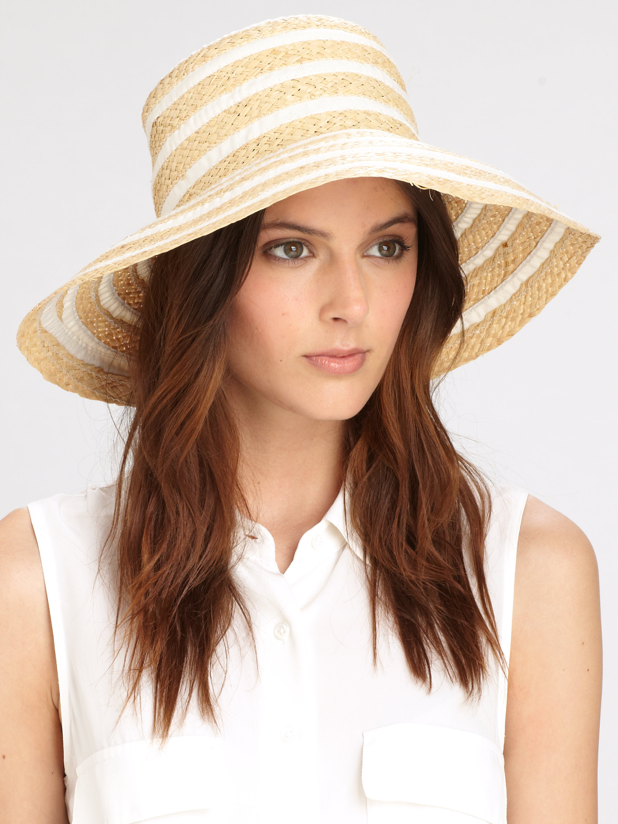 Helene berman Ribbon Spiral Straw Hat in Natural | Lyst