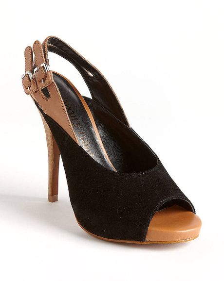 Miss Sixty Jag Slingback Suede Pumps in Black | Lyst