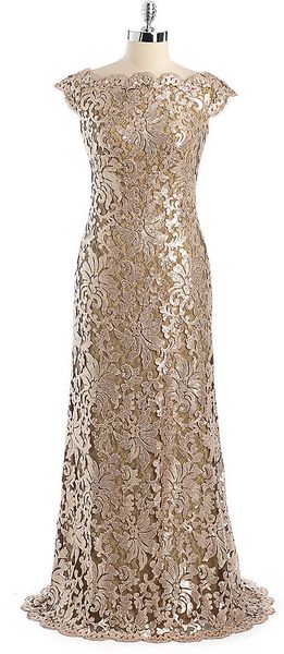 Tadashi Shoji Sleeveless Sequin and Lace Gown in Gold (ginseng) | Lyst