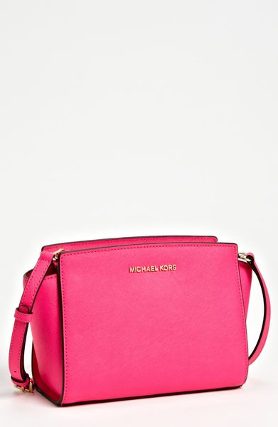 Michael Michael Kors Selma Medium Leather Shoulder Bag in Pink (neon ...