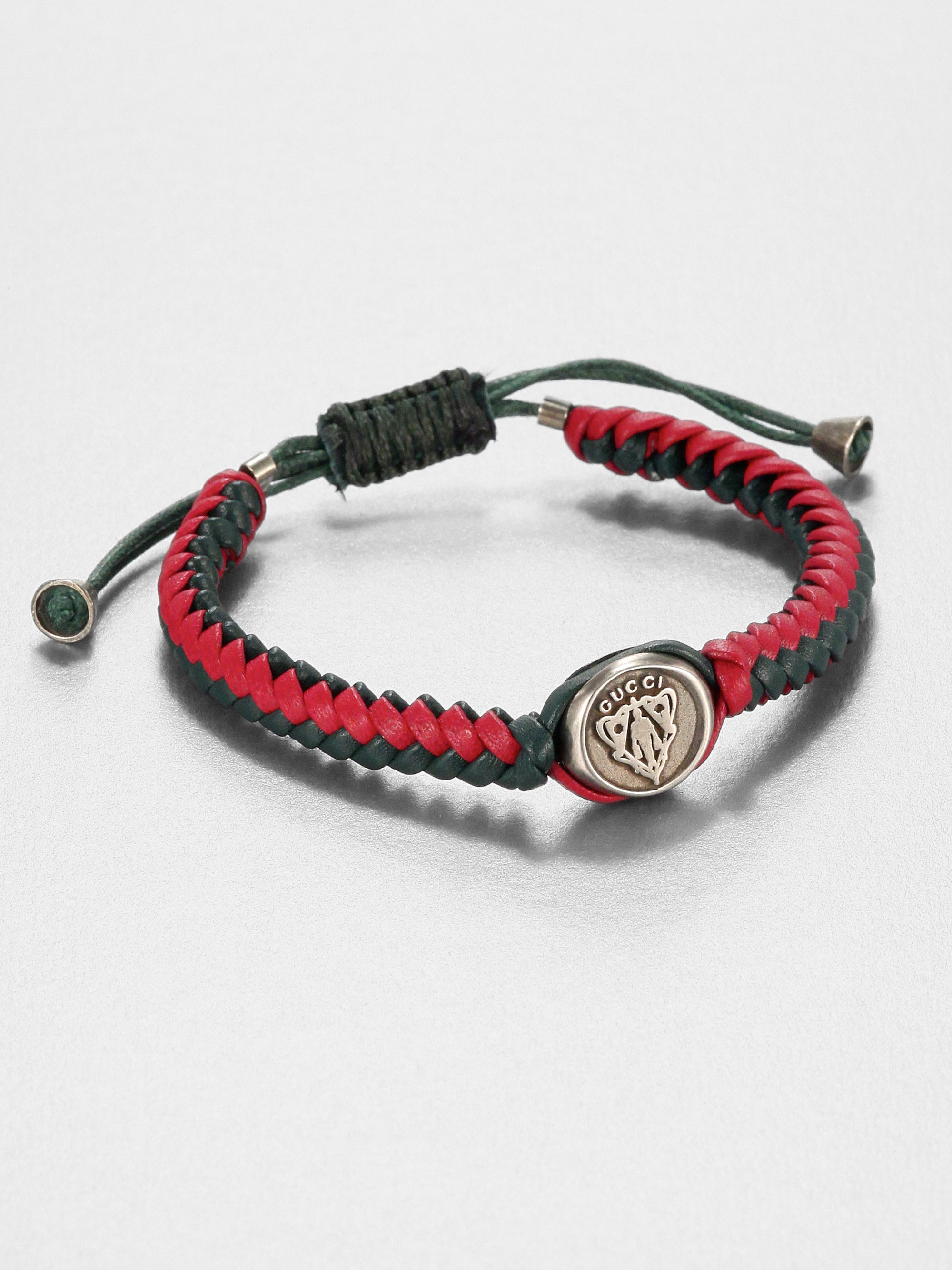 Lyst Gucci Woven Leather Bracelet In Red For Men Gallery