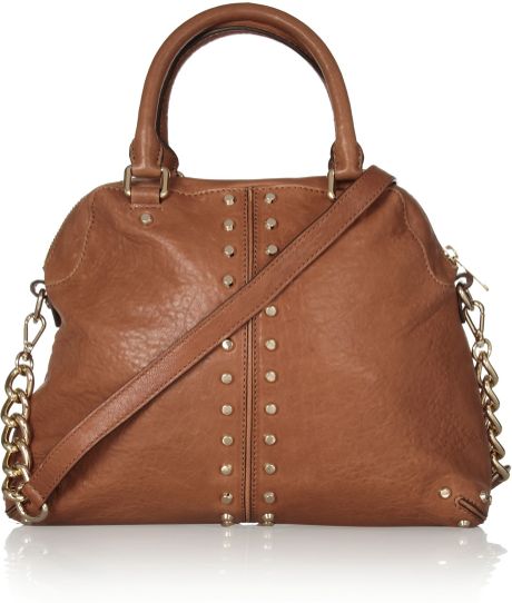 Michael Michael Kors Studded Leather Shoulder Bag in Brown | Lyst