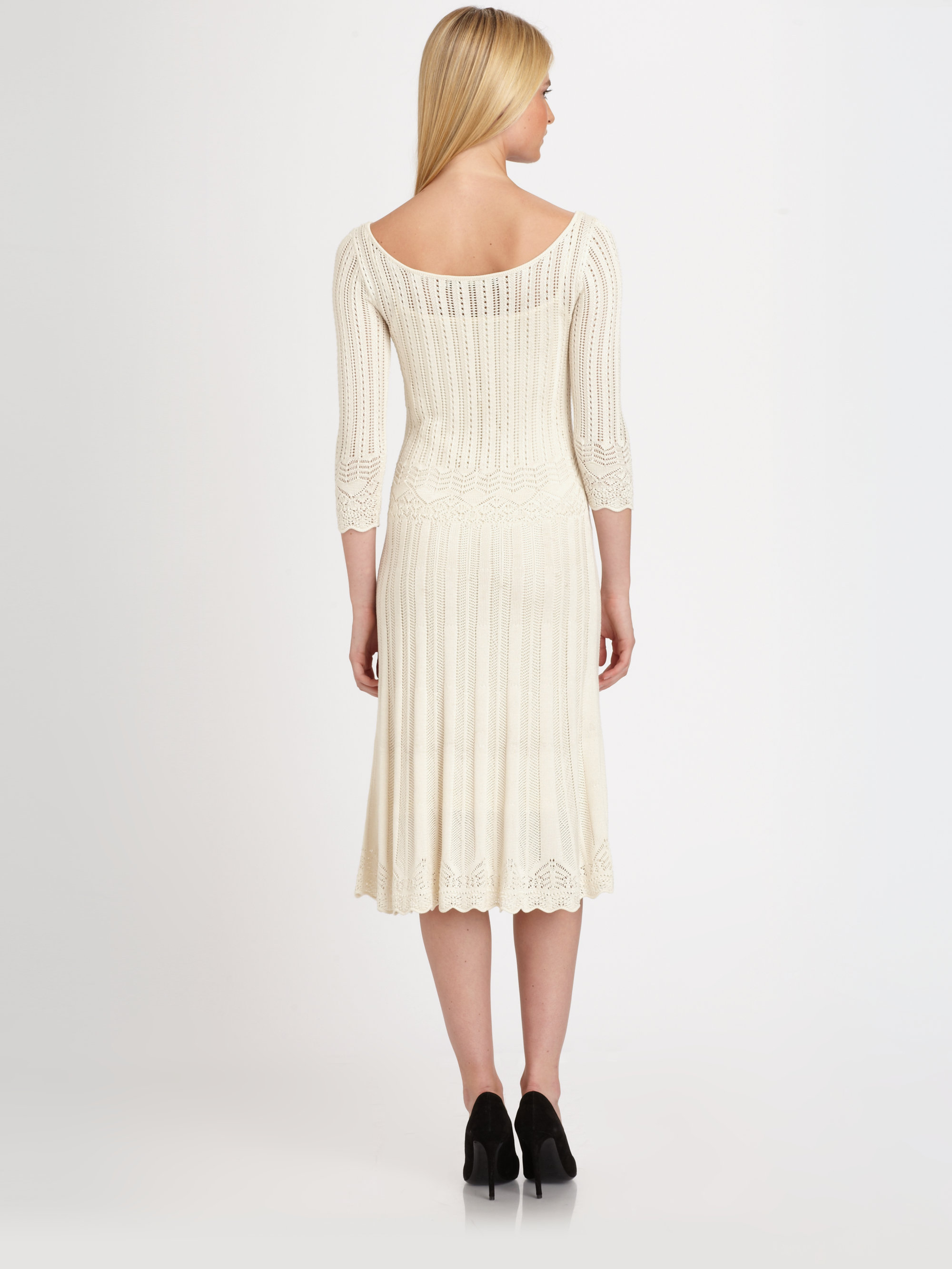 Lyst Ralph Lauren Black Label Silk Knit Lace Dress In White