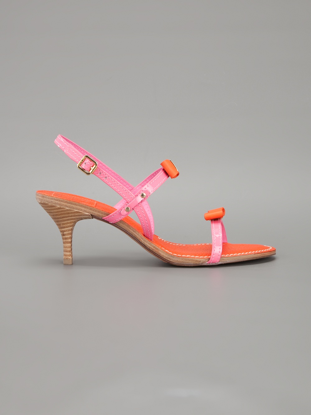 Tory burch Bow Kitten Heel Sandal in Pink (orange) | Lyst