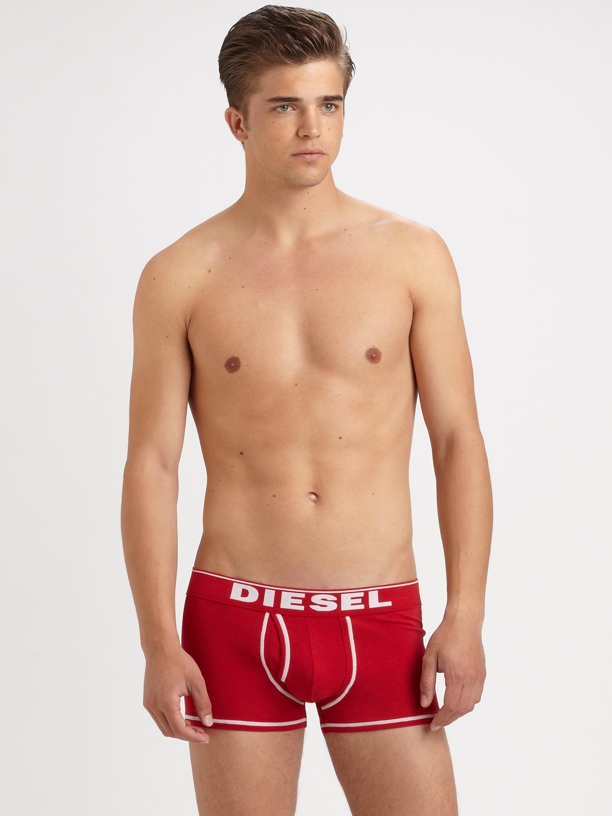 Lyst Diesel Solid Boxer Trunks in Red for Men