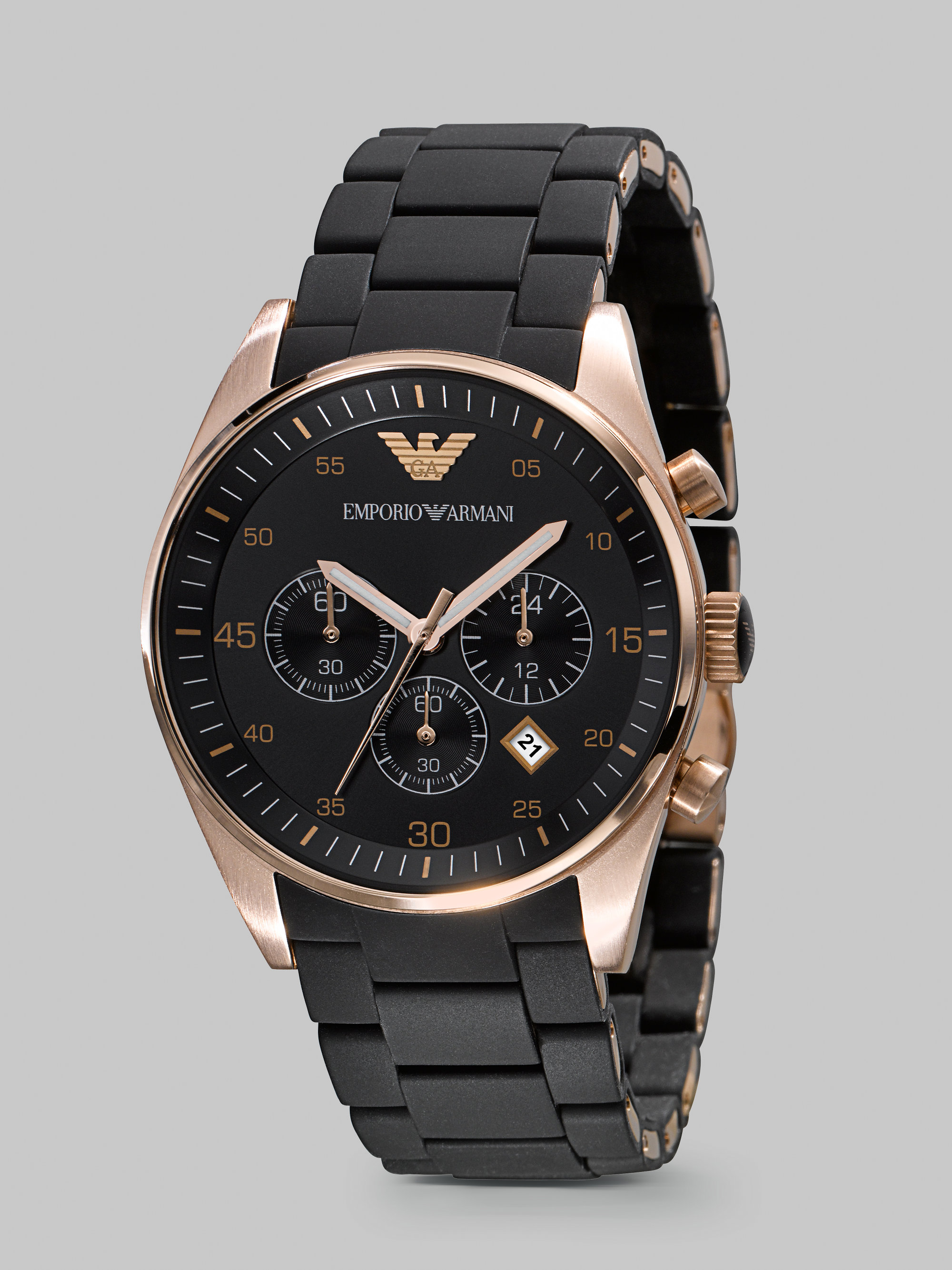 Emporio Armani Sport Chronograph Watch in Black | Lyst