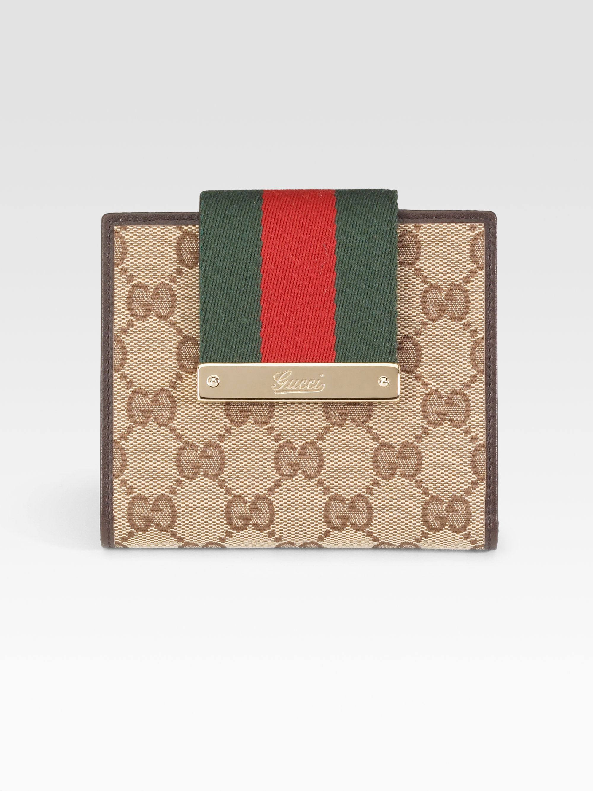Lyst - Gucci Ladies Web Medium Wallet in Brown