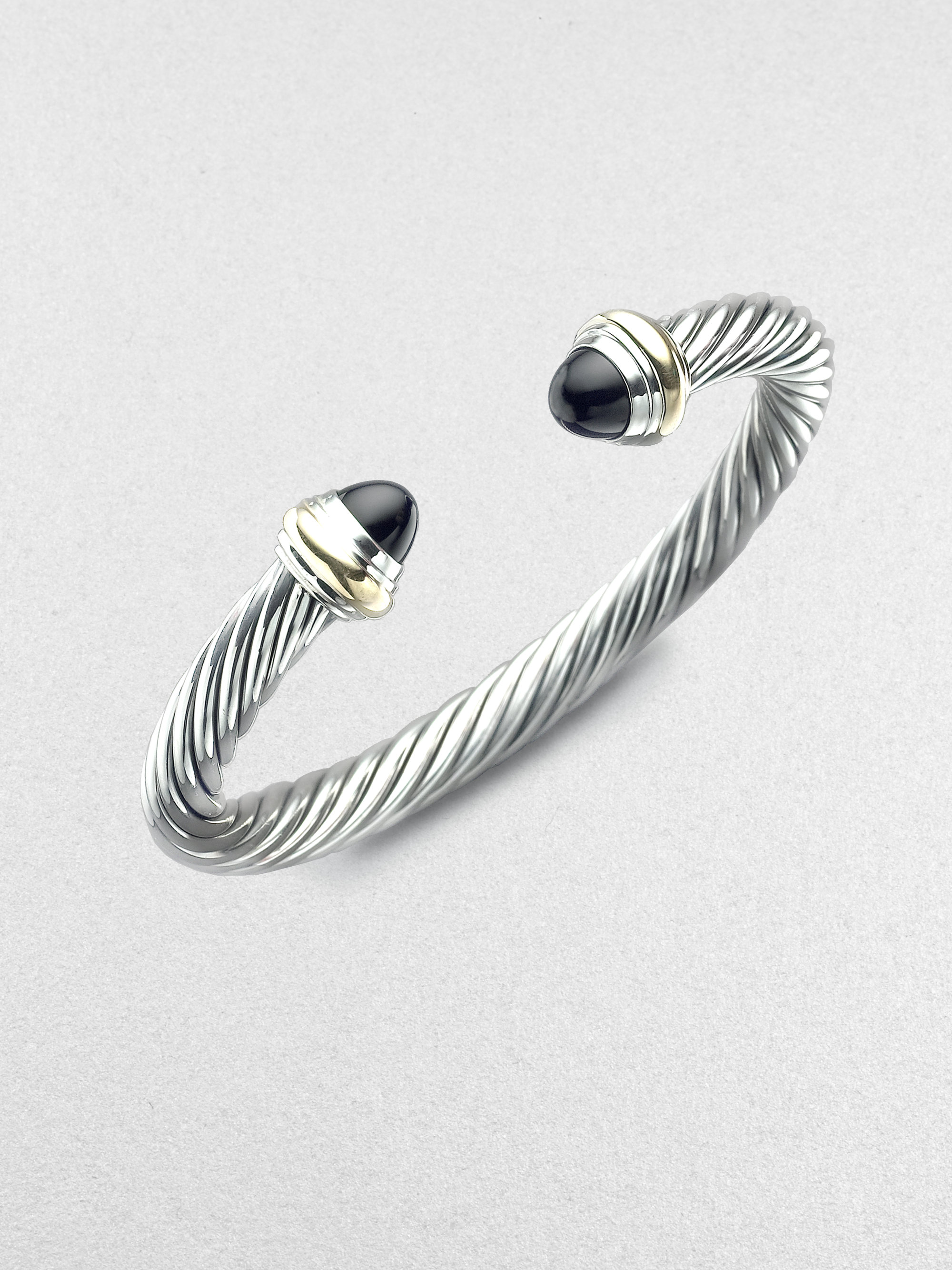 David yurman black onyx sterling silver 14k yellow gold cable bracelet