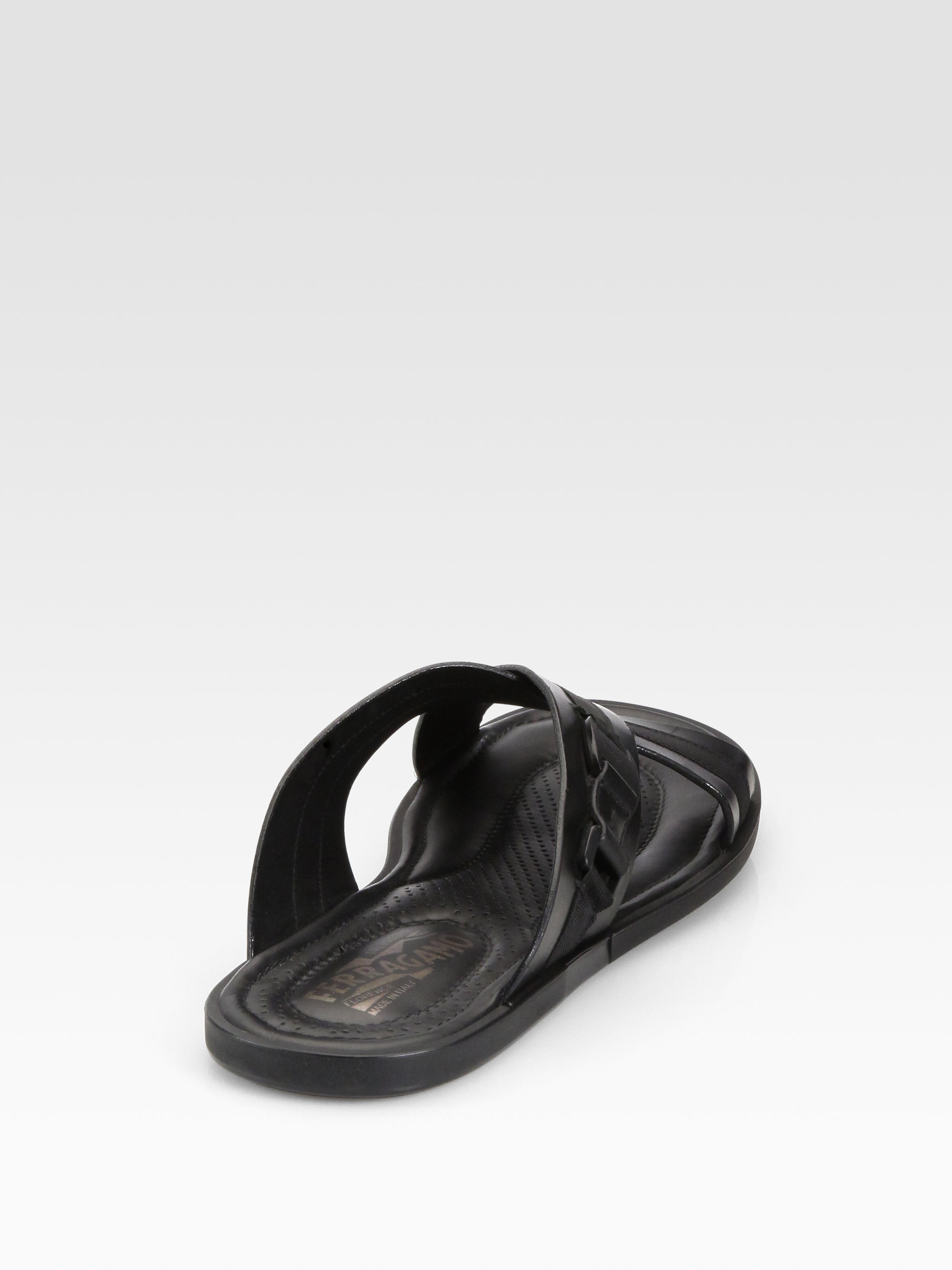 black ferragamo flip flops