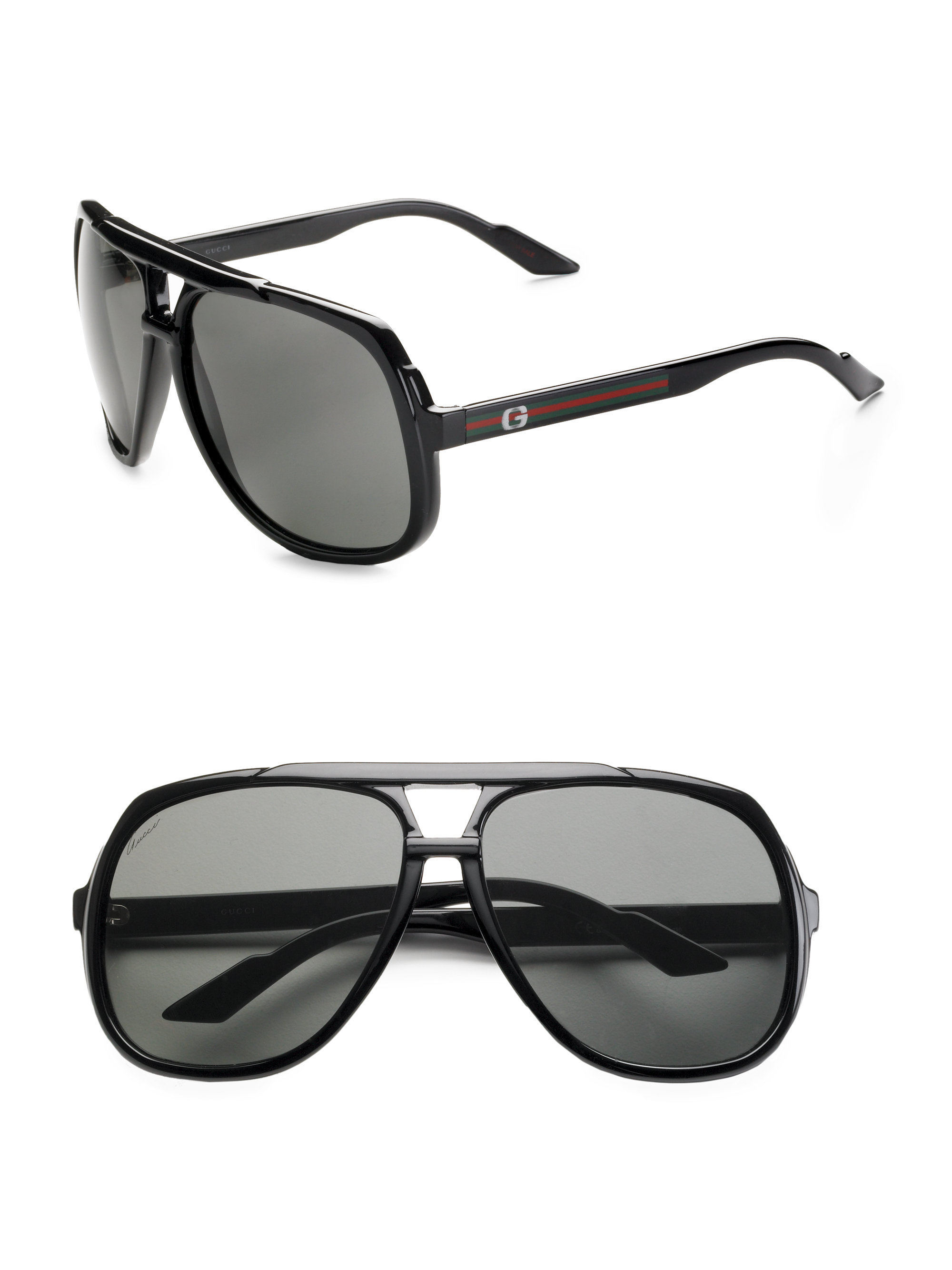 Gucci Navigator Sunglasses in Black for Men - Lyst