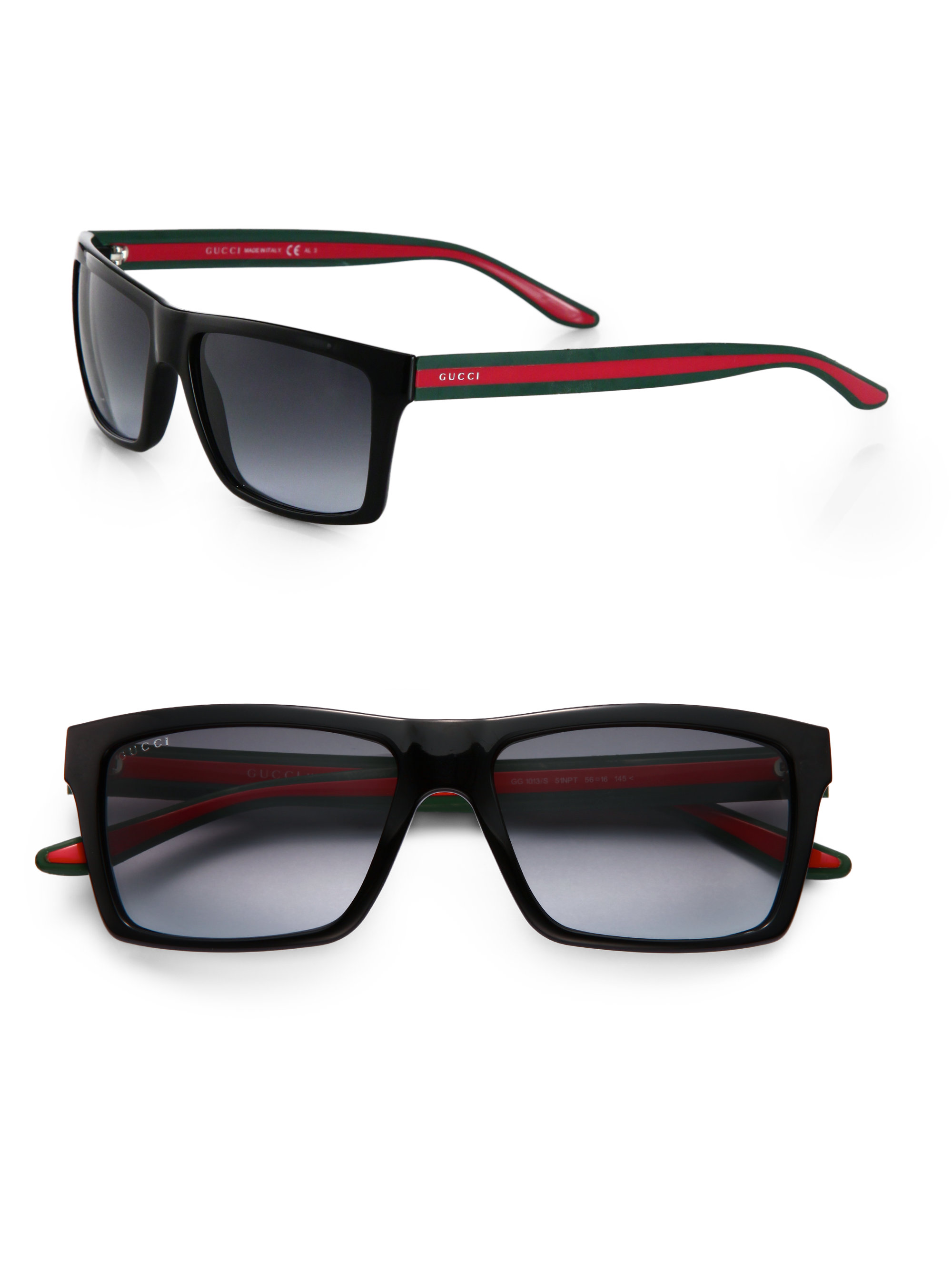 Lyst - Gucci Web Stripe Sunglasses in Black