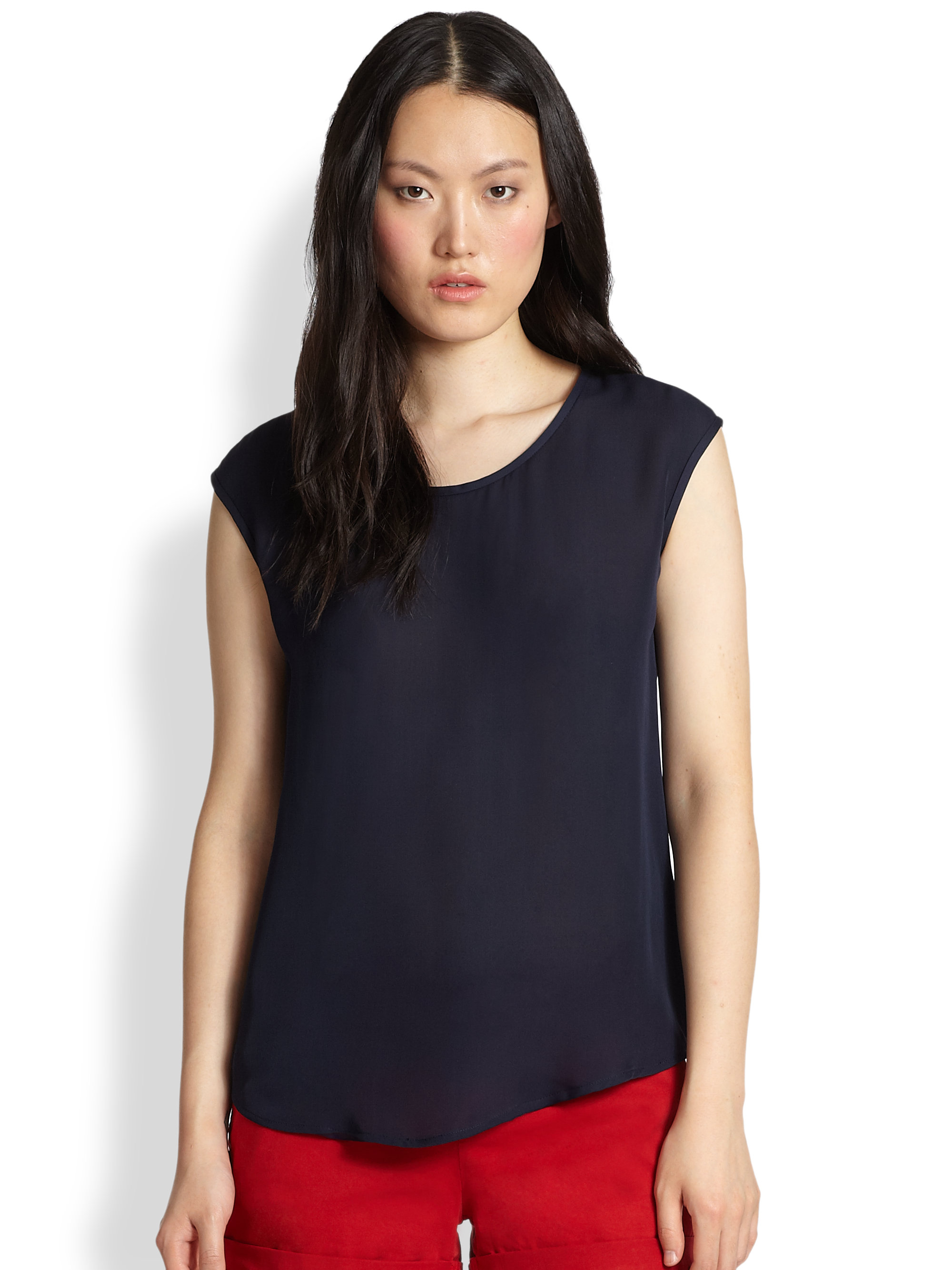 Joie Torrance Sheer Silk Top in Blue Lyst