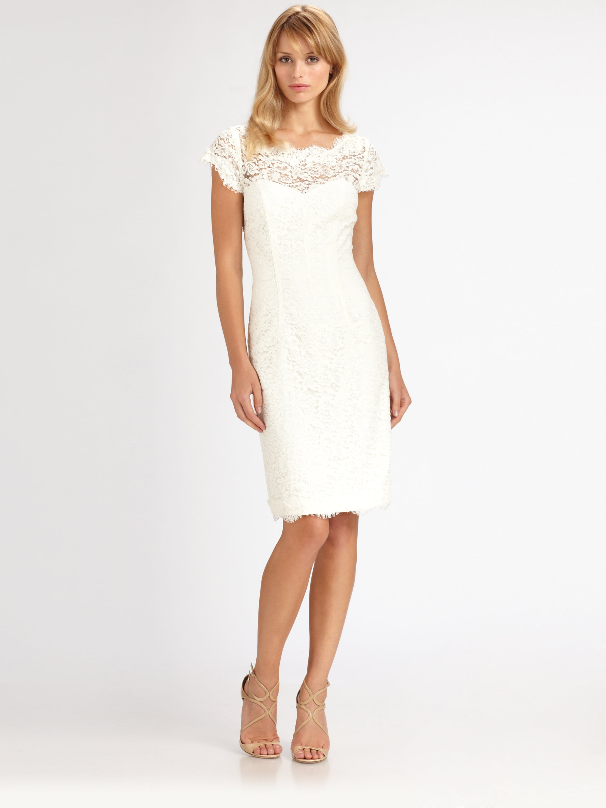 Lyst - Ml Monique Lhuillier Lace Dress in White