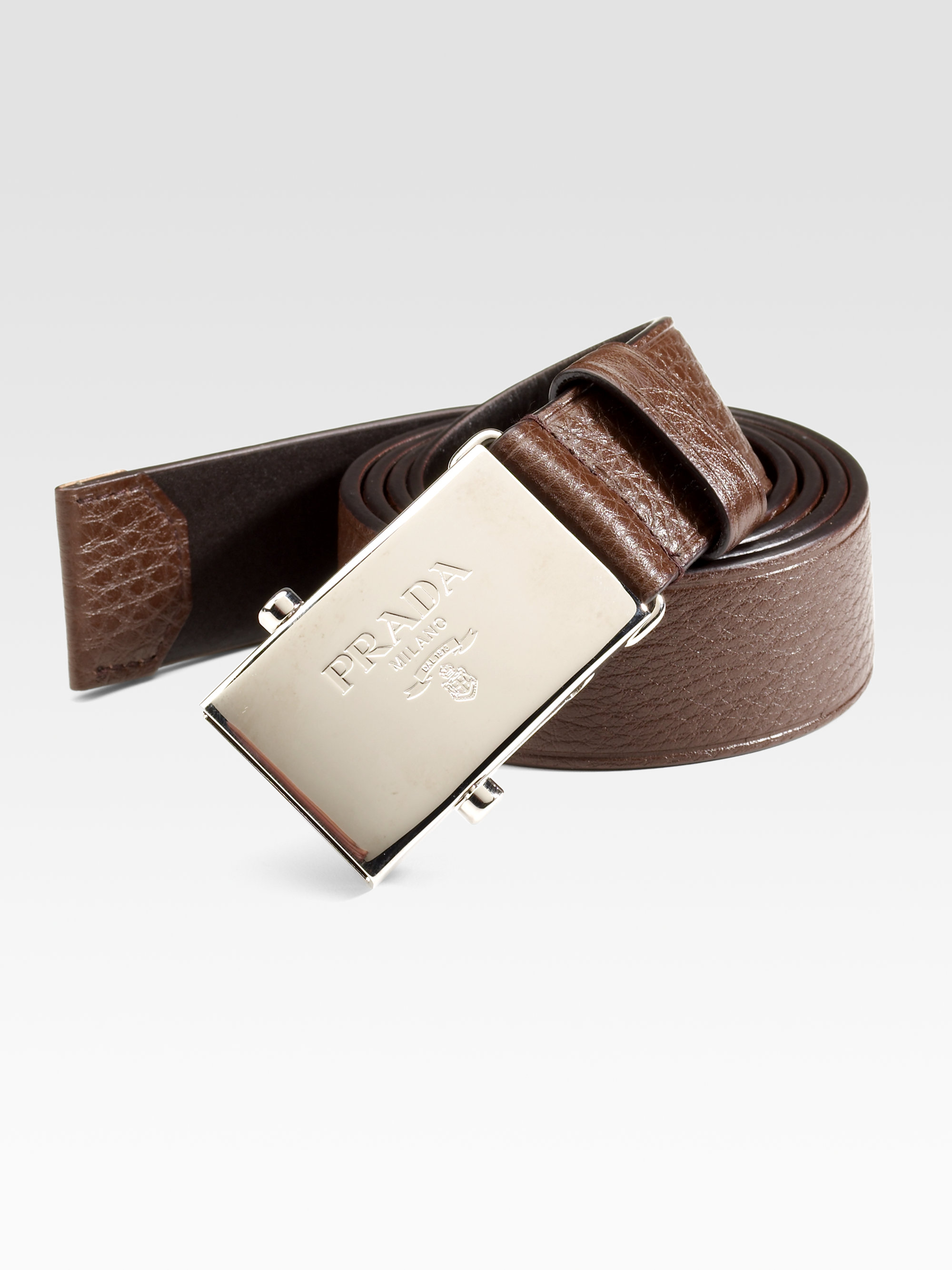 Prada Leather Cinture Belt in Brown for Men (cafe) | Lyst  
