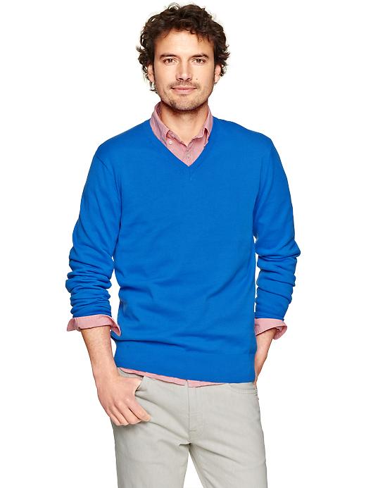 Gap Cotton V-neck Sweater in Blue for Men (blue allure) | Lyst