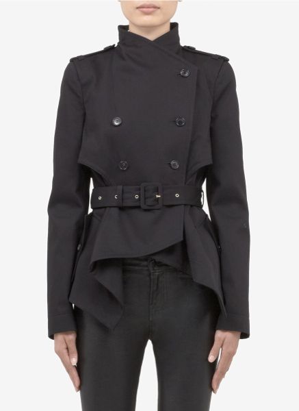 Givenchy Double Breast Cotton Twill Coat in Black | Lyst