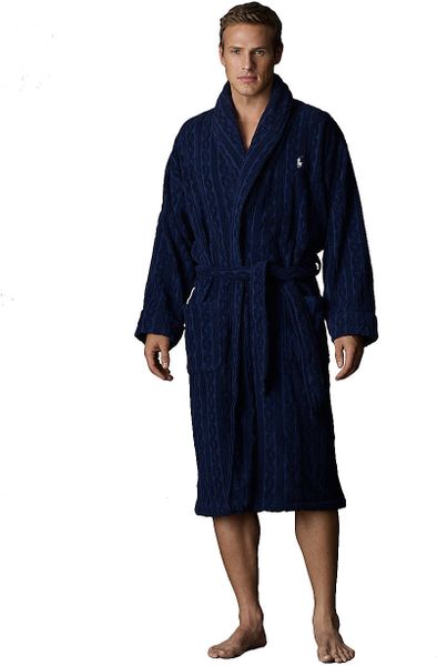 Polo Ralph Lauren Cabled Shawl Collar Robe in Blue for Men (navy) | Lyst