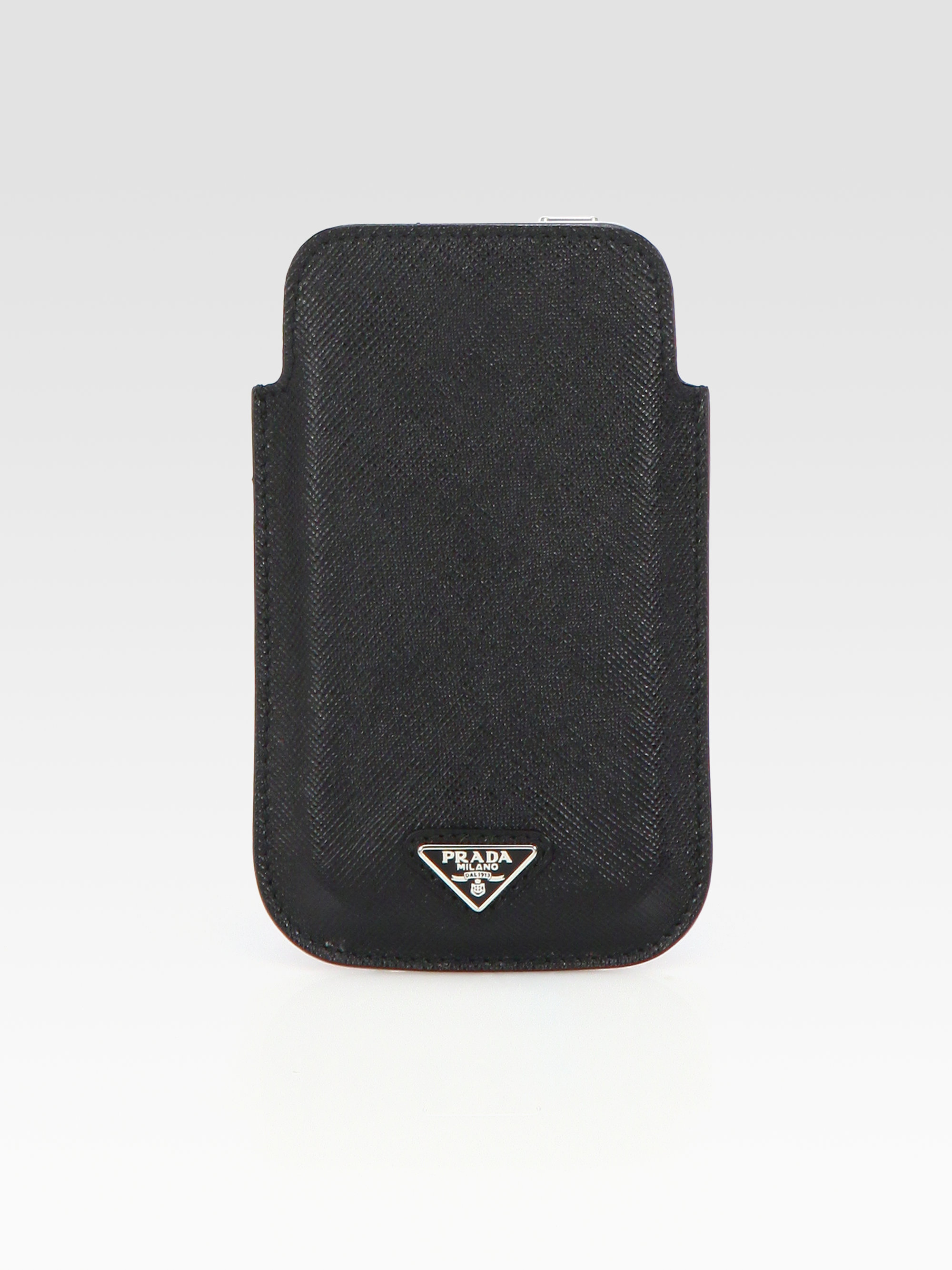Prada Saffiano Leather Iphone Case in Black | Lyst  