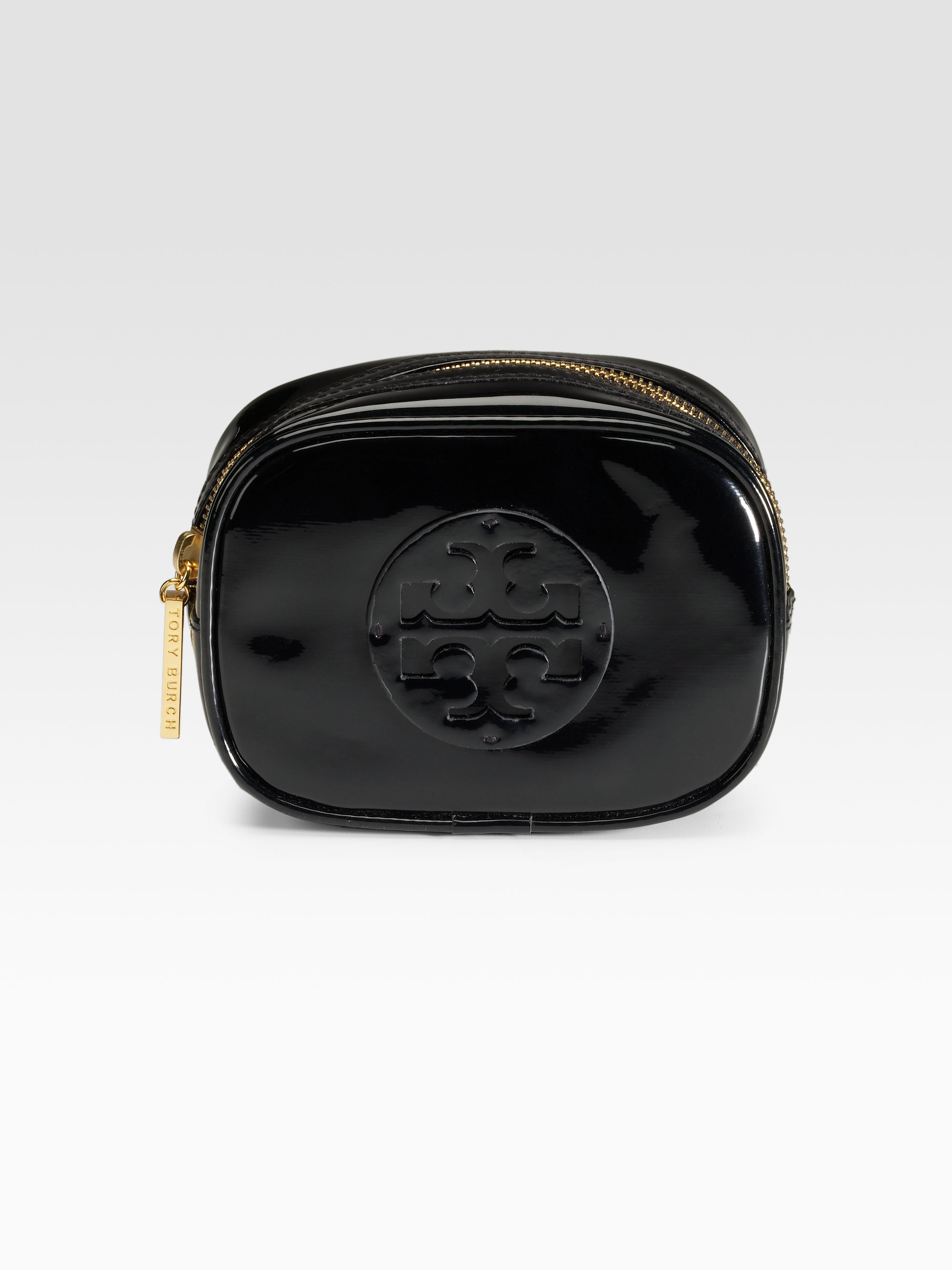 Lyst - Tory Burch Patent Leather Cosmetic Bag in Black
