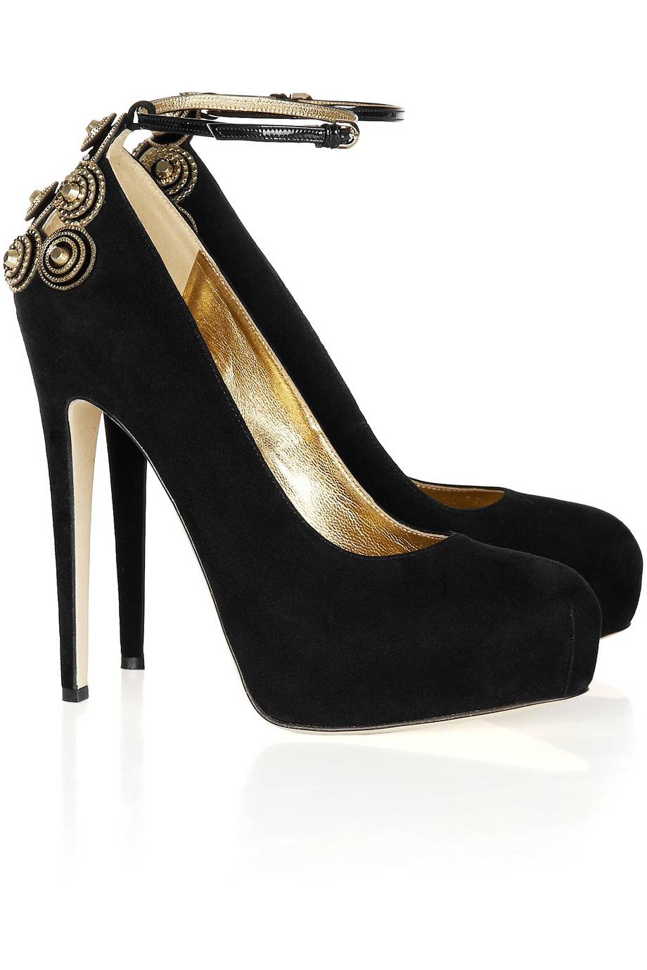 Brian atwood Zenith Chain and Studembellished Suede Pumps in Black | Lyst