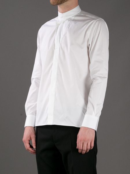 Saint Laurent Standing Collar Shirt in White for Men | Lyst