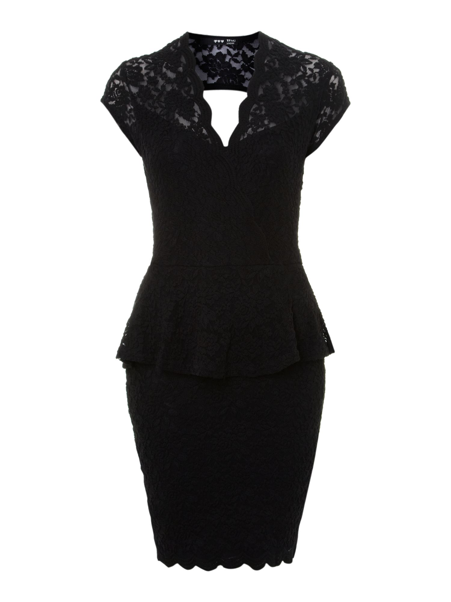 Tfnc london Peplum Top Lace Dress in Black | Lyst