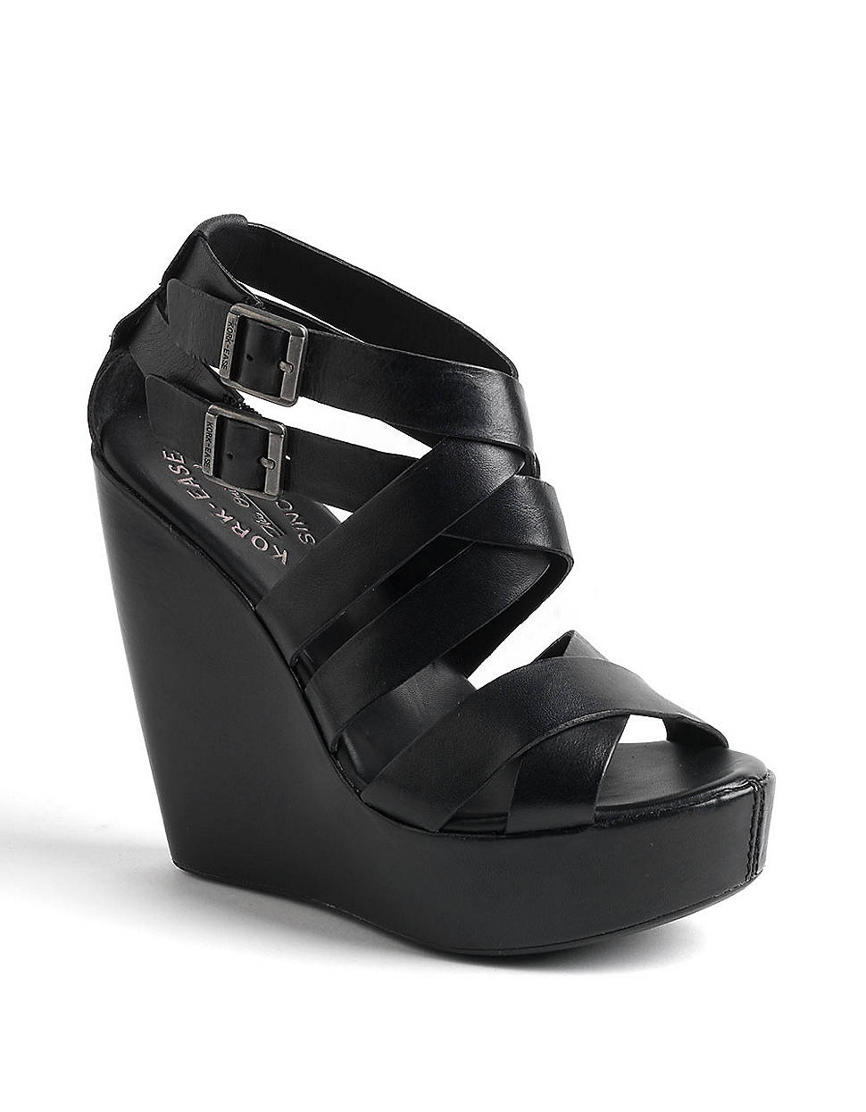 Kork-ease™ Hailey Leather Platform Wedge Sandals in Black | Lyst