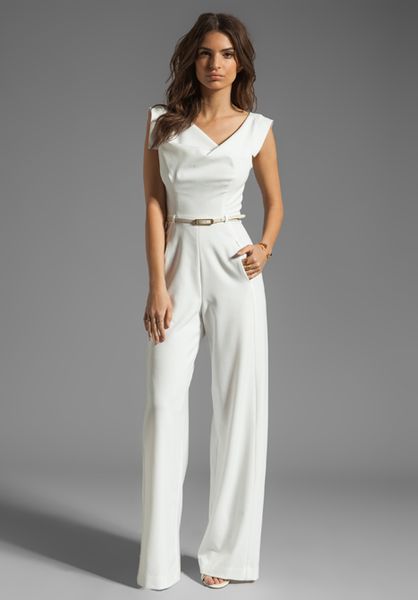 Black Halo Jackie Jumpsuit in White (winter white) | Lyst