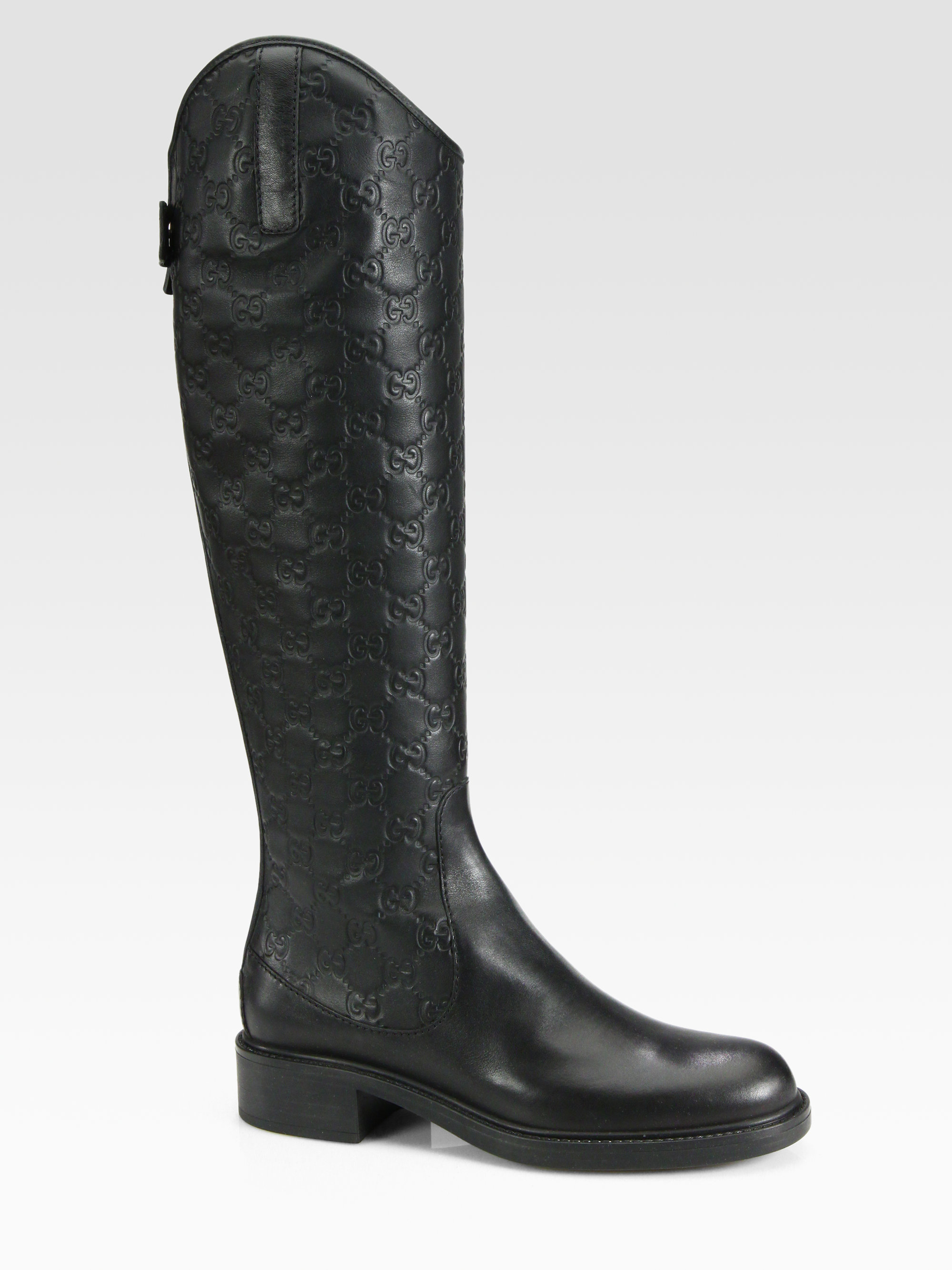 Lyst Gucci Maud Leather KneeHigh Boots in Black