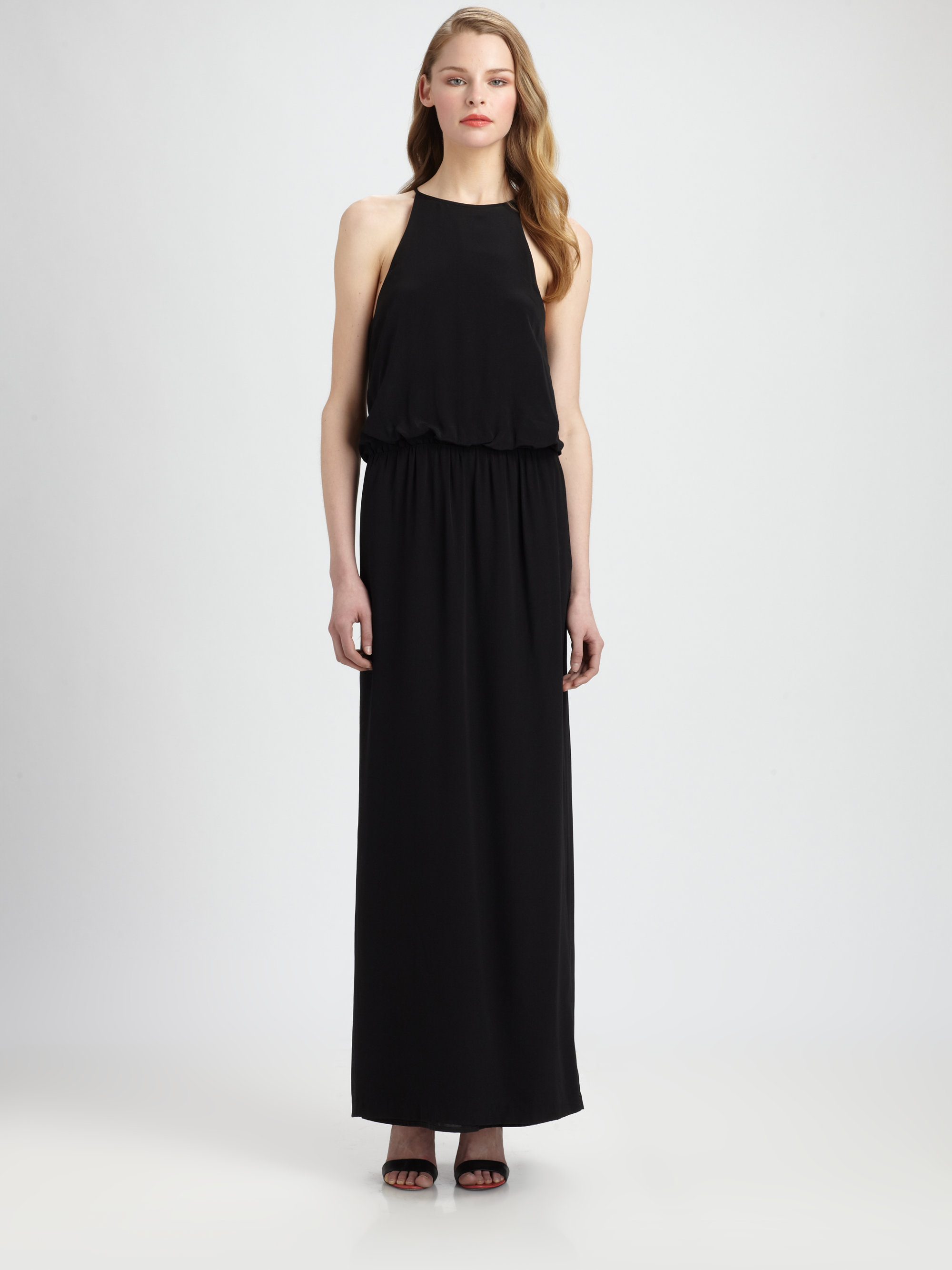 Tibi Silk Maxi Dress in Black Lyst