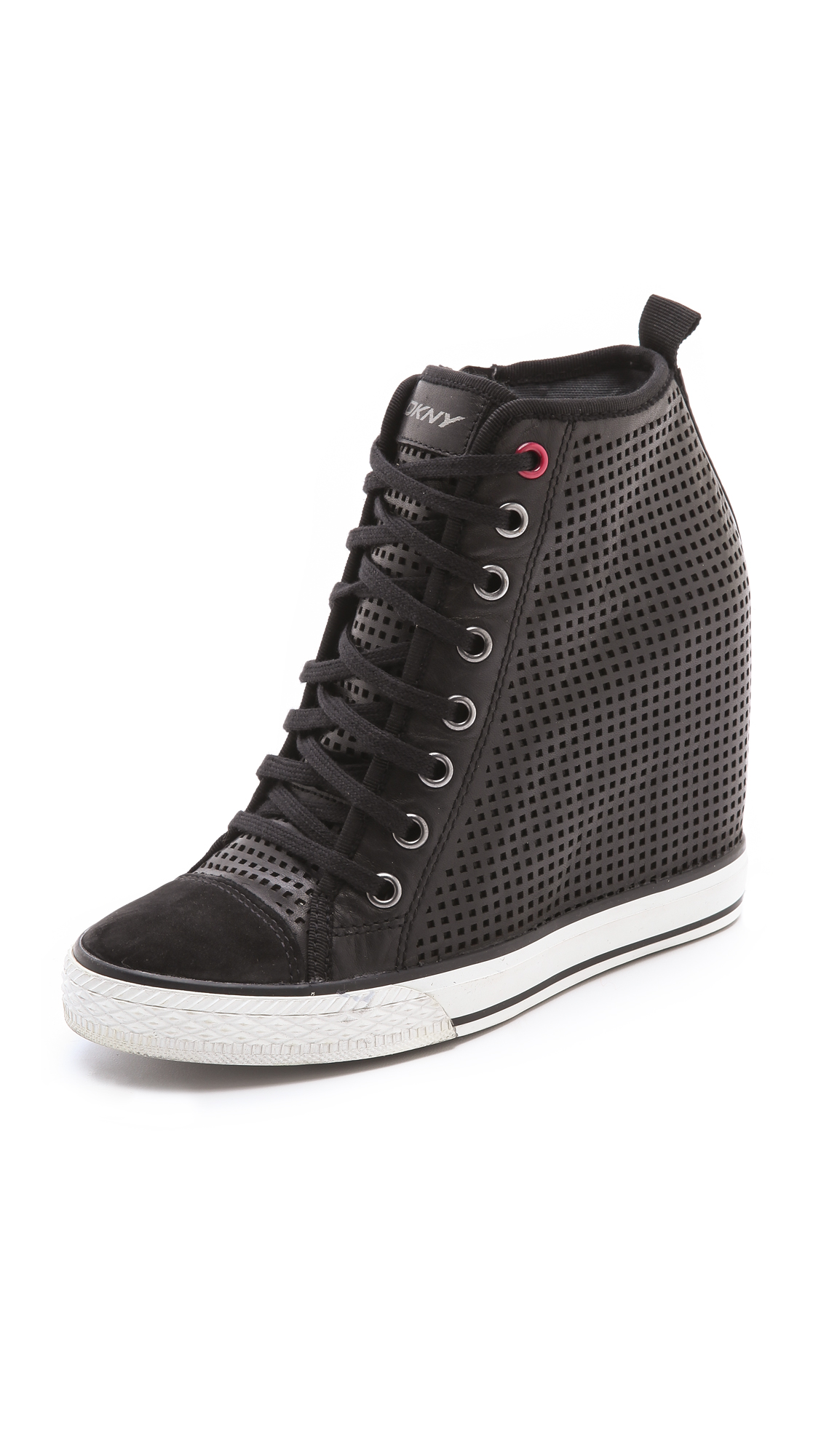 Dkny Grommet Wedge Sneakers in Black | Lyst