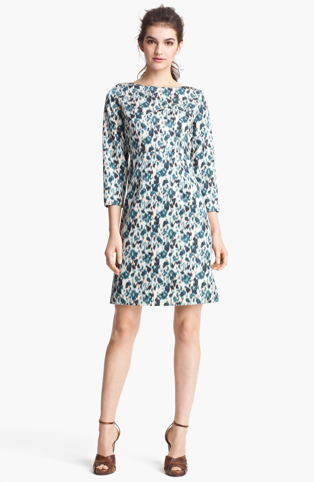 Marc jacobs Floral Print Dress in Green (teal) | Lyst
