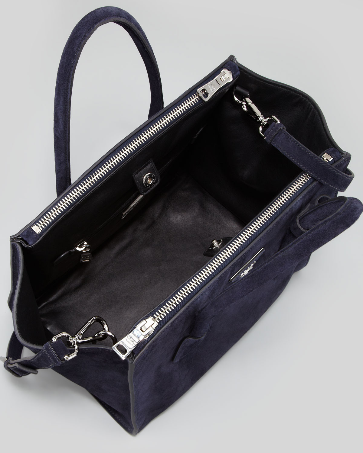 Prada Suede Twin Pocket Tote Bag in Blue (navy) | Lyst  