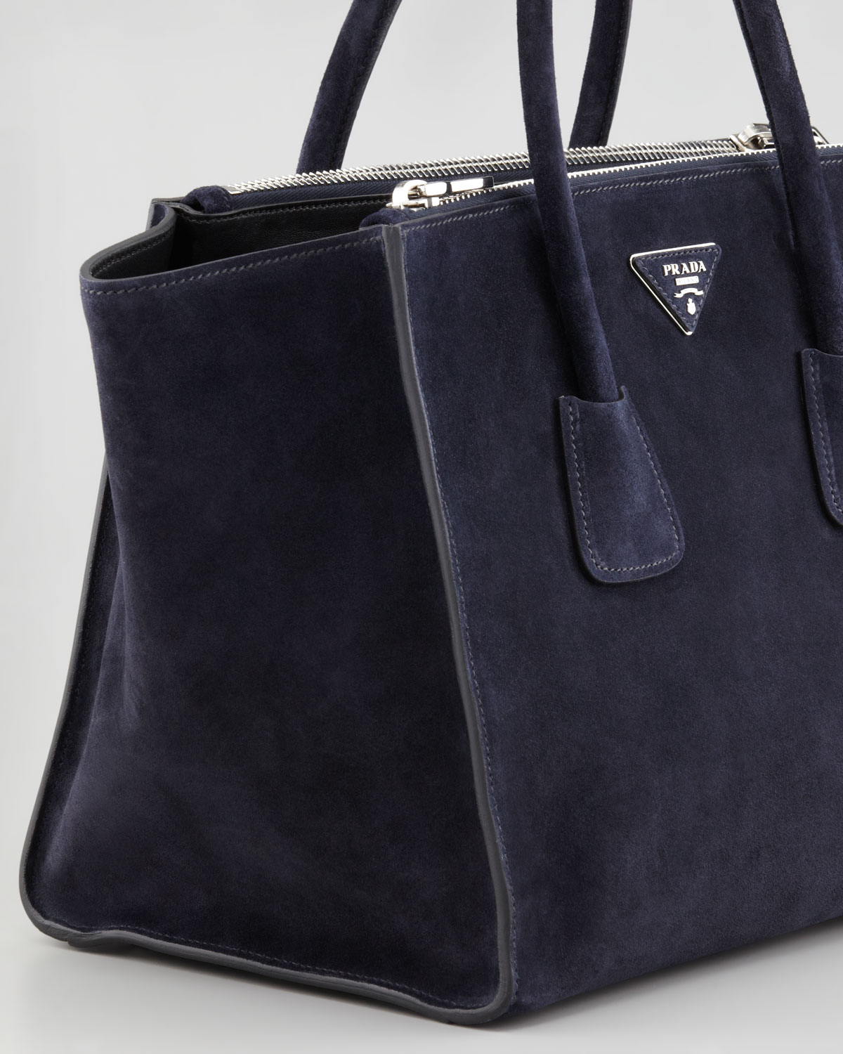 Prada Suede Twin Pocket Tote Bag in Blue (navy) | Lyst