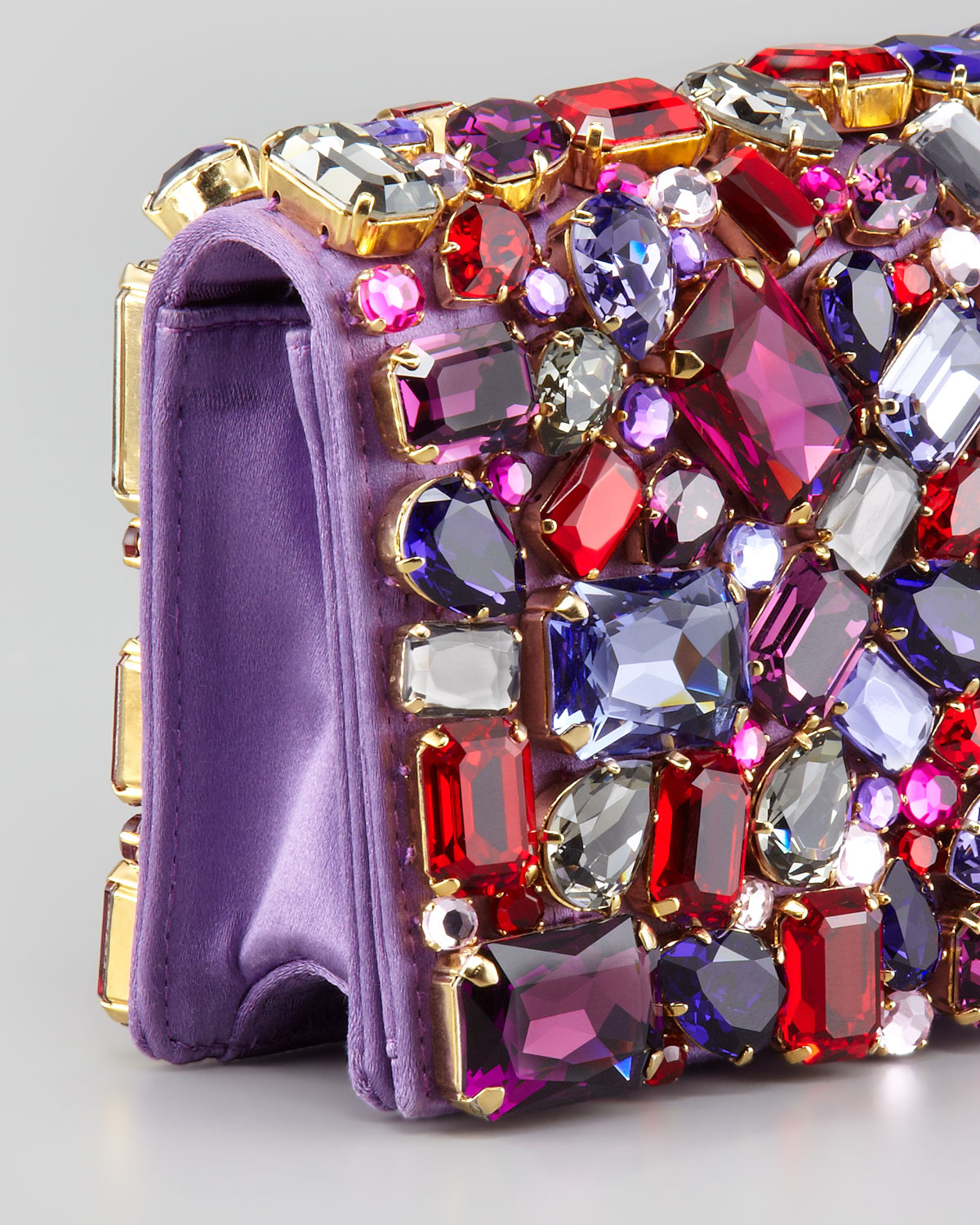 Prada Jeweled Satin Clutch Bag in Purple | Lyst  